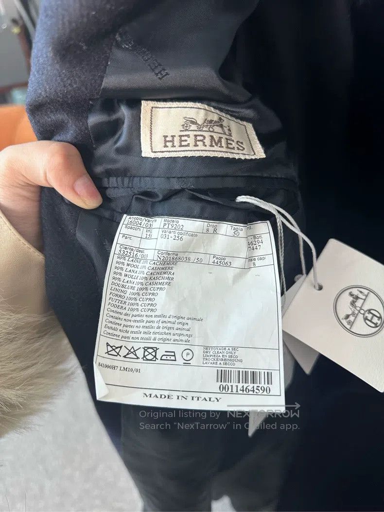 Hermes Hermes Navy Blue Overcoat Size 50R - 4 Thumbnail