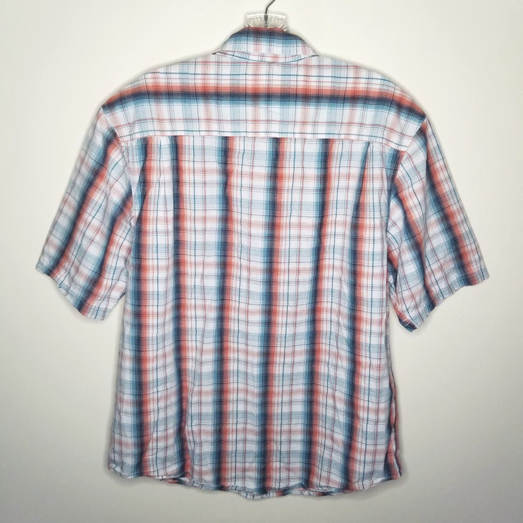 Vintage Wolverine Button-Up Shirt Mens Short Sleeve Plaid Lightweight Blue Orange Size M Size US 31 - 5 Thumbnail