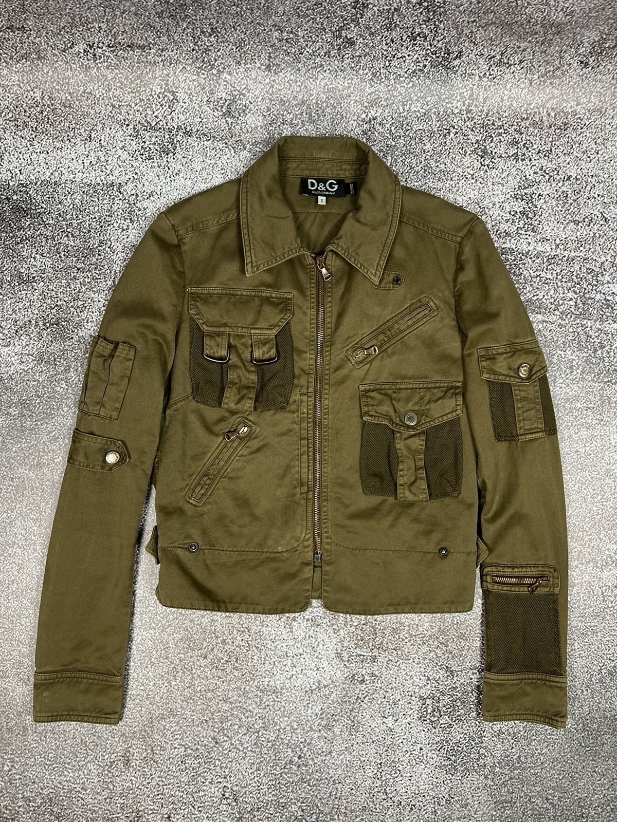 image of Dolce Gabbana Dolce&gabbana Fw2003 Military Cargo Jacket in Khaki, Women's (Size Small)