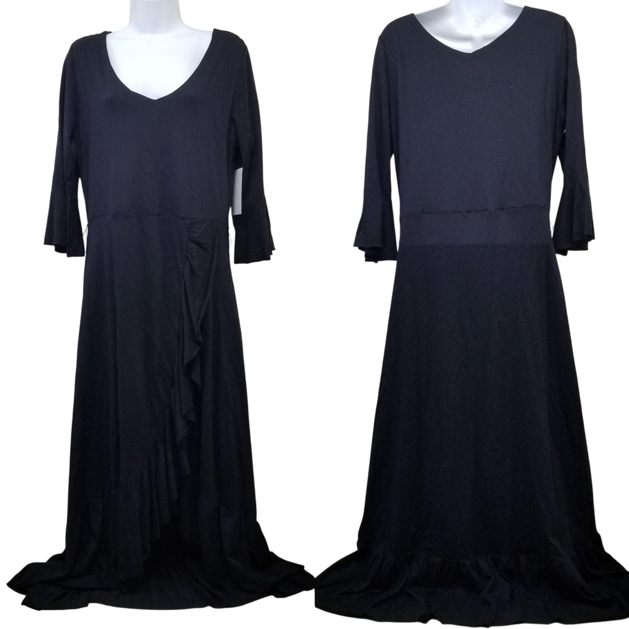 Soft Surroundings Soft Surroundings S Springtime Ruffles Black Dress V Neck St Size S / US 4 / IT 40 - 2 Thumbnail