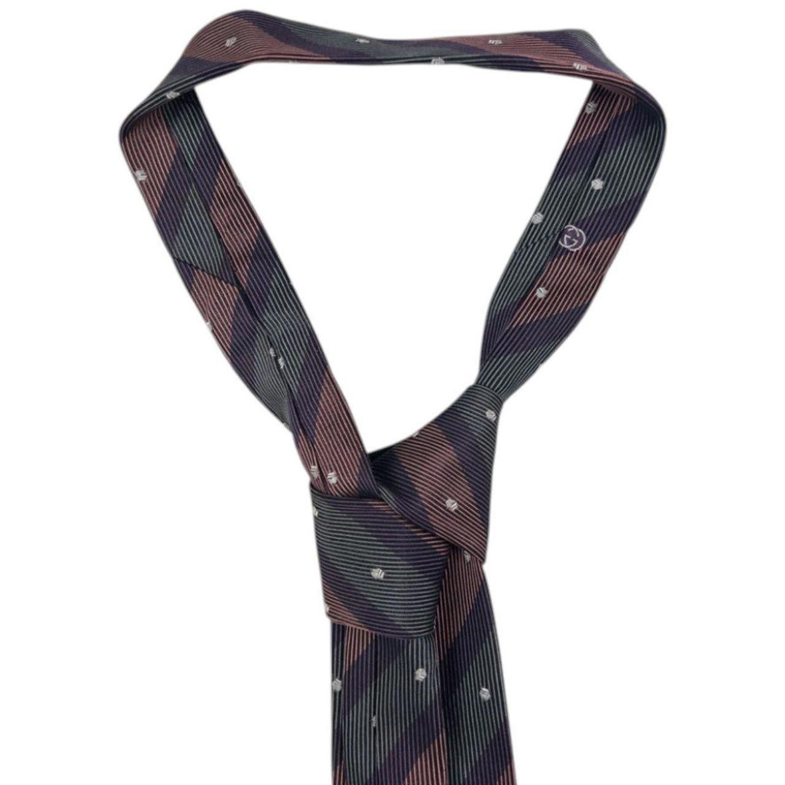 Gucci Vintage Gucci Striped Silk Tie Size ONE SIZE - 3 Thumbnail
