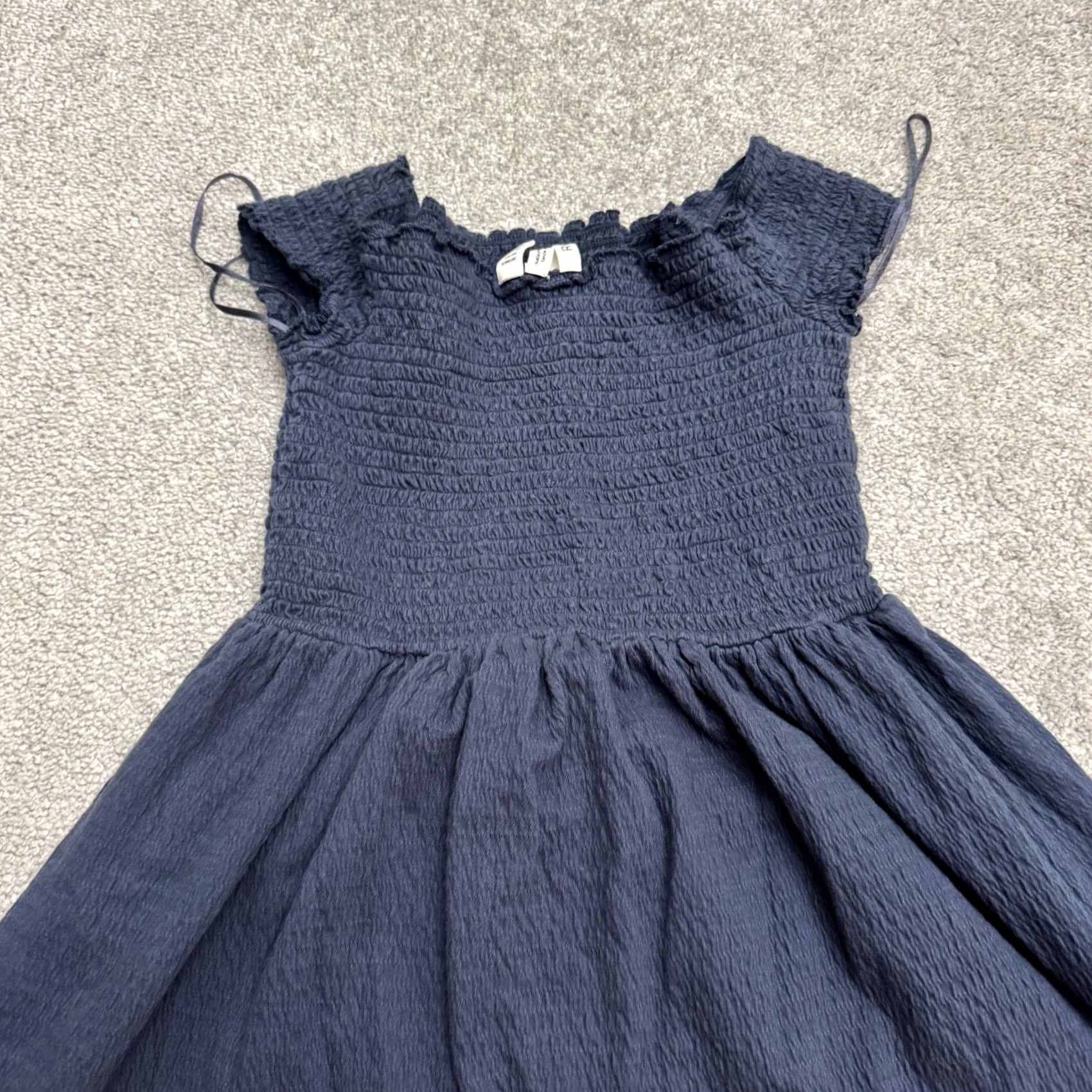 Vintage Roxy Off the Shoulder Smocked A-Line Mini Dress Womens XS Navy Blue Stretch Casual Size XS / US 0-2 / IT 36-38 - 6 Thumbnail