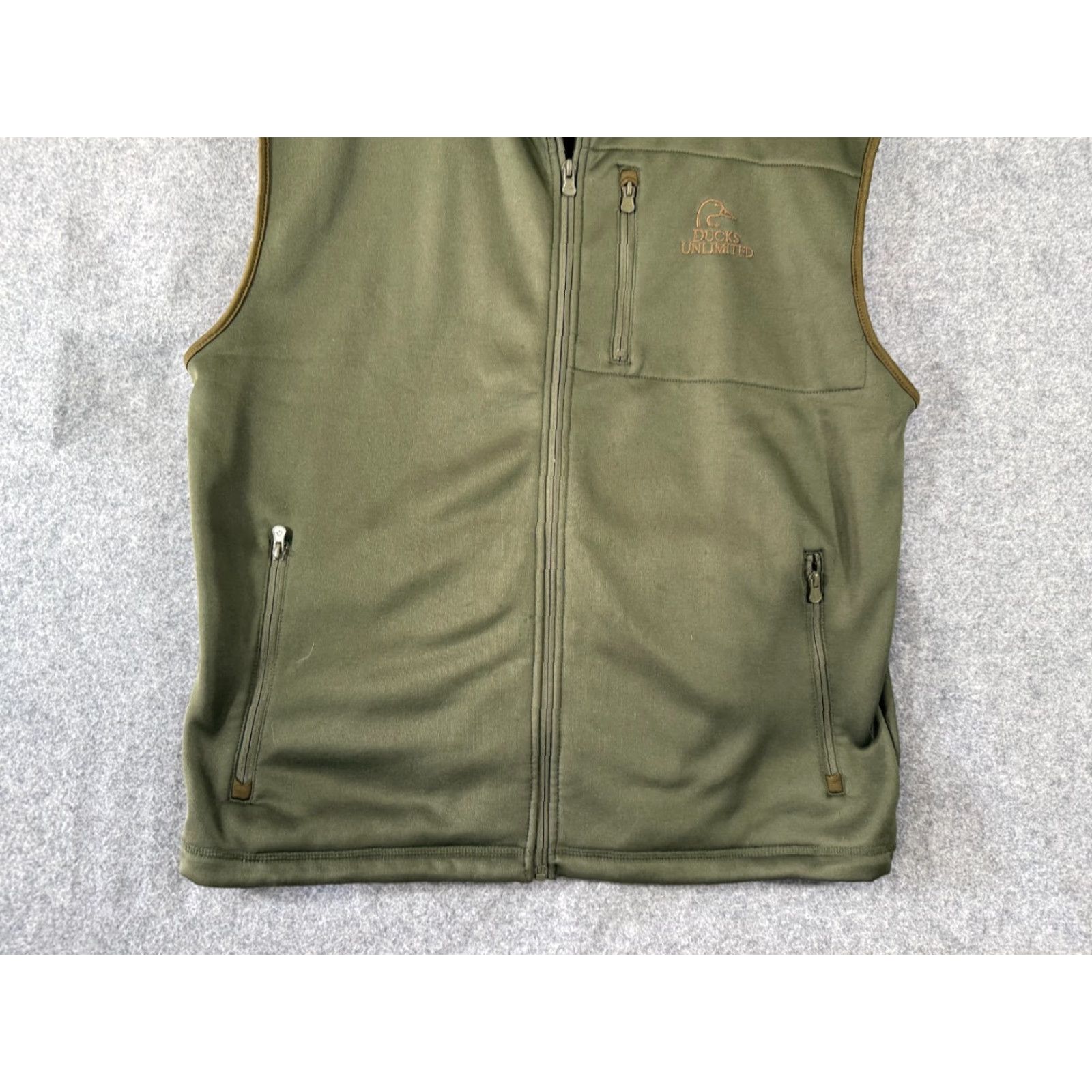 Olive Ducks Unlimited Vest Mens XL Olive Green Fleece Lined Embroidered Logo Outdoor Size US XL / EU 56 / 4 - 4 Thumbnail