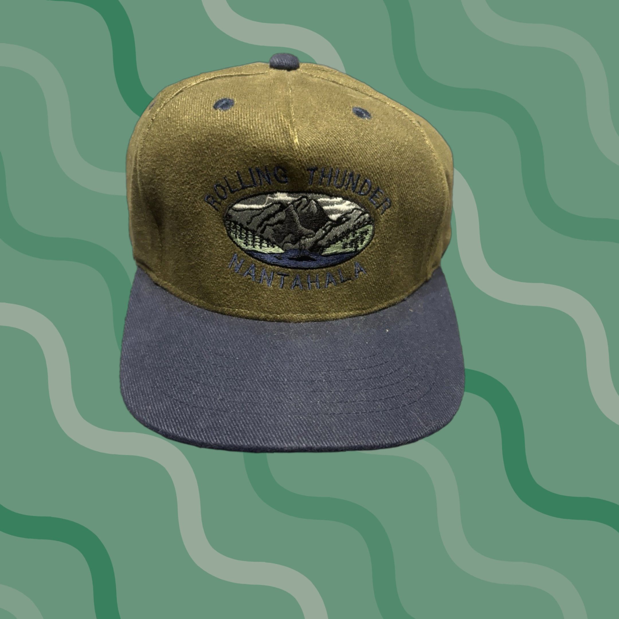 Vintage Adams Cherokee Cap Nantahala Nantahala TN NC Scenic Hat Unisex Adults Adjustable Cotton Baseball Cap Green 100% Cotton Size ONE SIZE - 1 Thumbnail