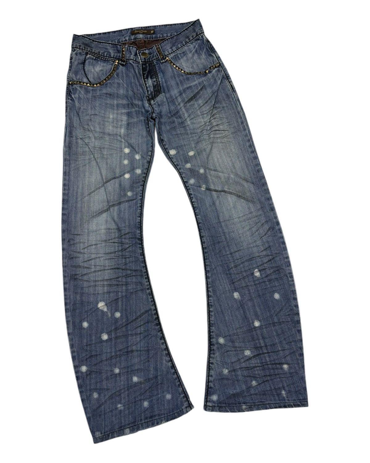 If Six Was Nine RARE🔥OBELISK STYLE LUXURY GENDER CURVED FLARE JEANS Size US 28 / EU 44 - 3 Thumbnail