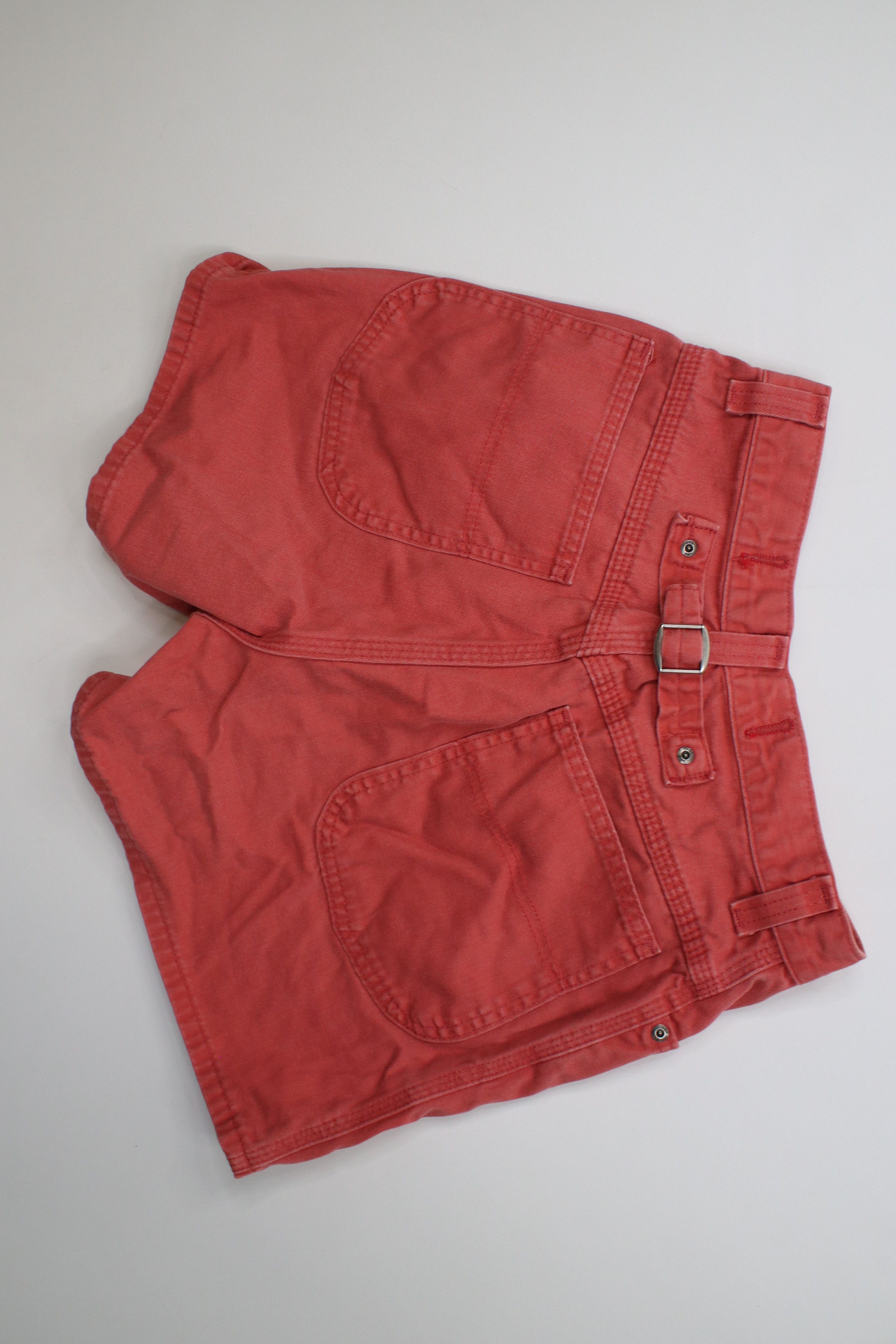Lee Vintage 90s Lee Above Knee Buckle Back Shorts Red Cotton USA Size 28" / US 6 / IT 42 - 10 Thumbnail