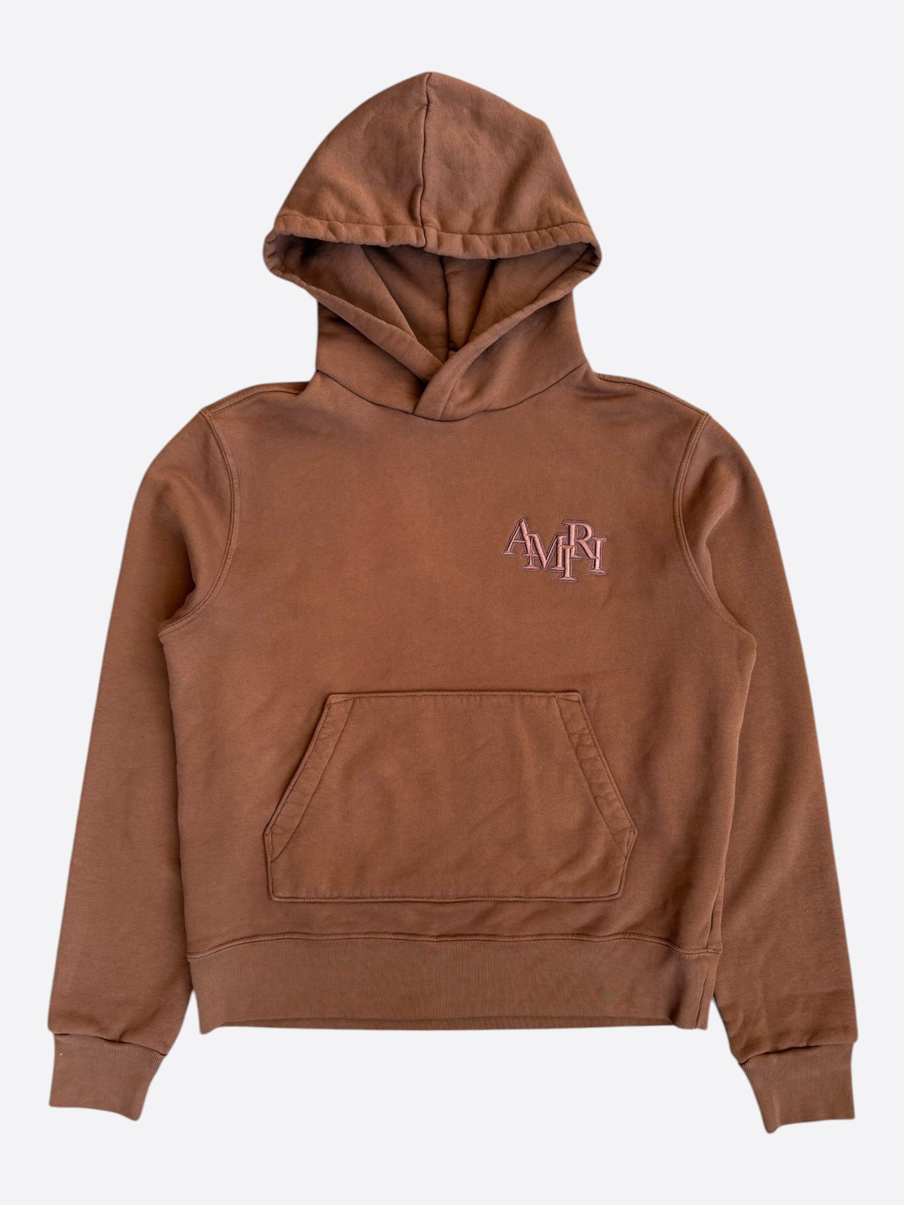 Amiri Amiri Brown Staggered Logo Hoodie Size US XXL / EU 58 / 5 - 1 Thumbnail