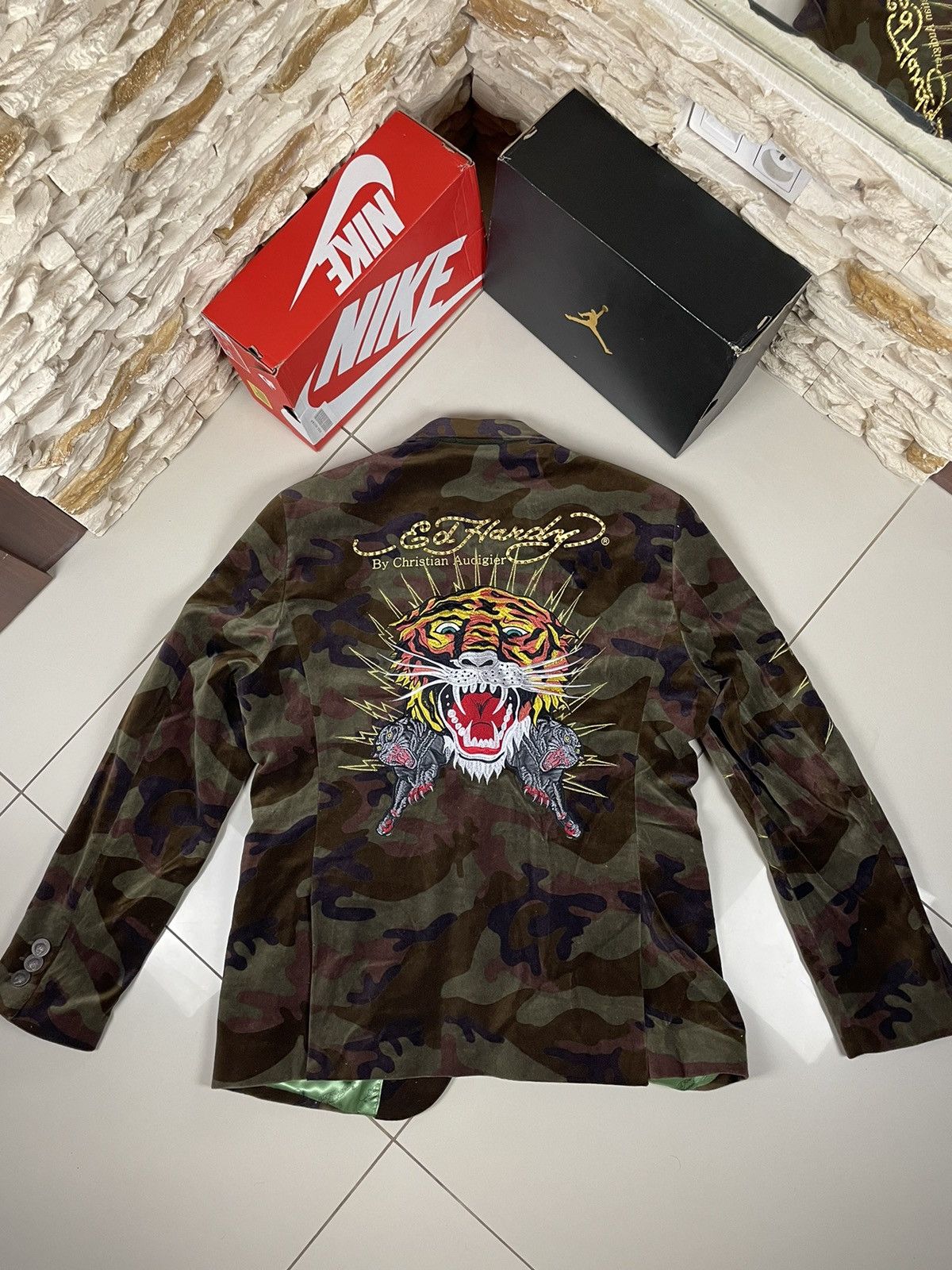 Ed Hardy × Vintage Ed Hardy by Christian audiger army blazer L Size US L / EU 52-54 / 3 - 4 Thumbnail