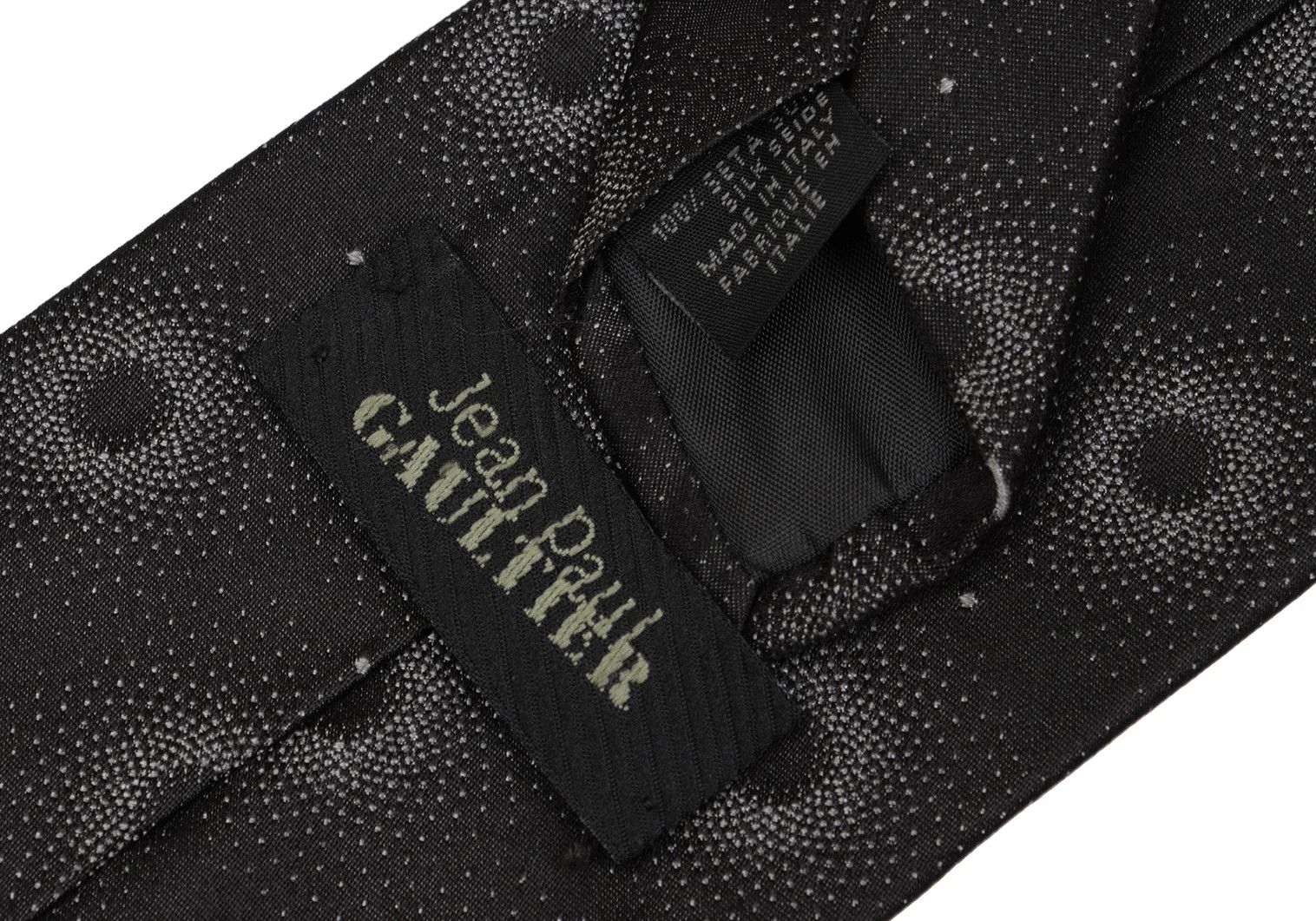 Jean Paul Gaultier Charcoal Polka Dot Embroidered Tie with Emblem Size ONE SIZE - 10 Thumbnail