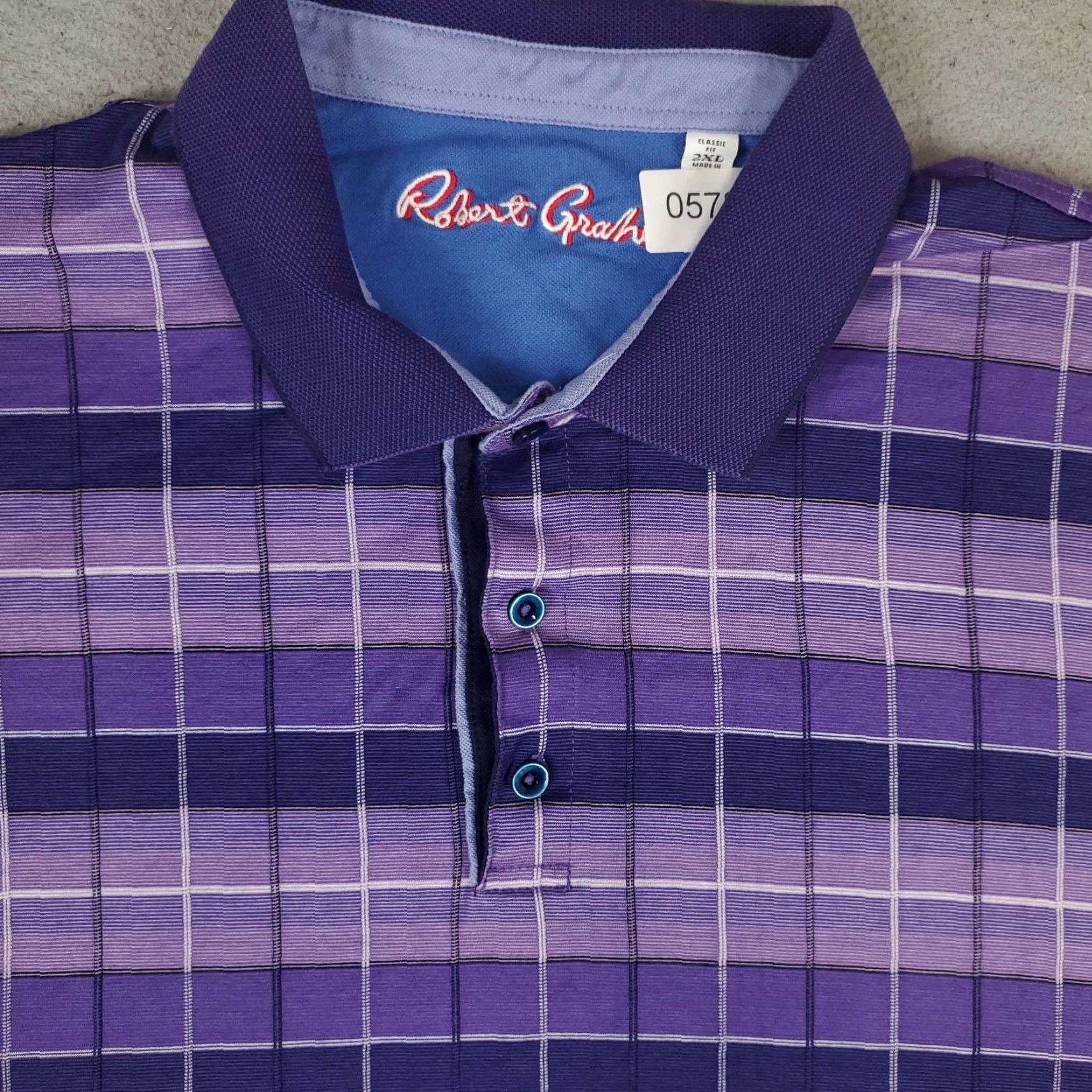 Robert Graham VINTAGE Robert Graham Polo Shirt Mens 2XL Purple Plaid Skull Rose Casual Short Sleeve Polo Size US XXL / EU 58 / 5 - 2 Thumbnail