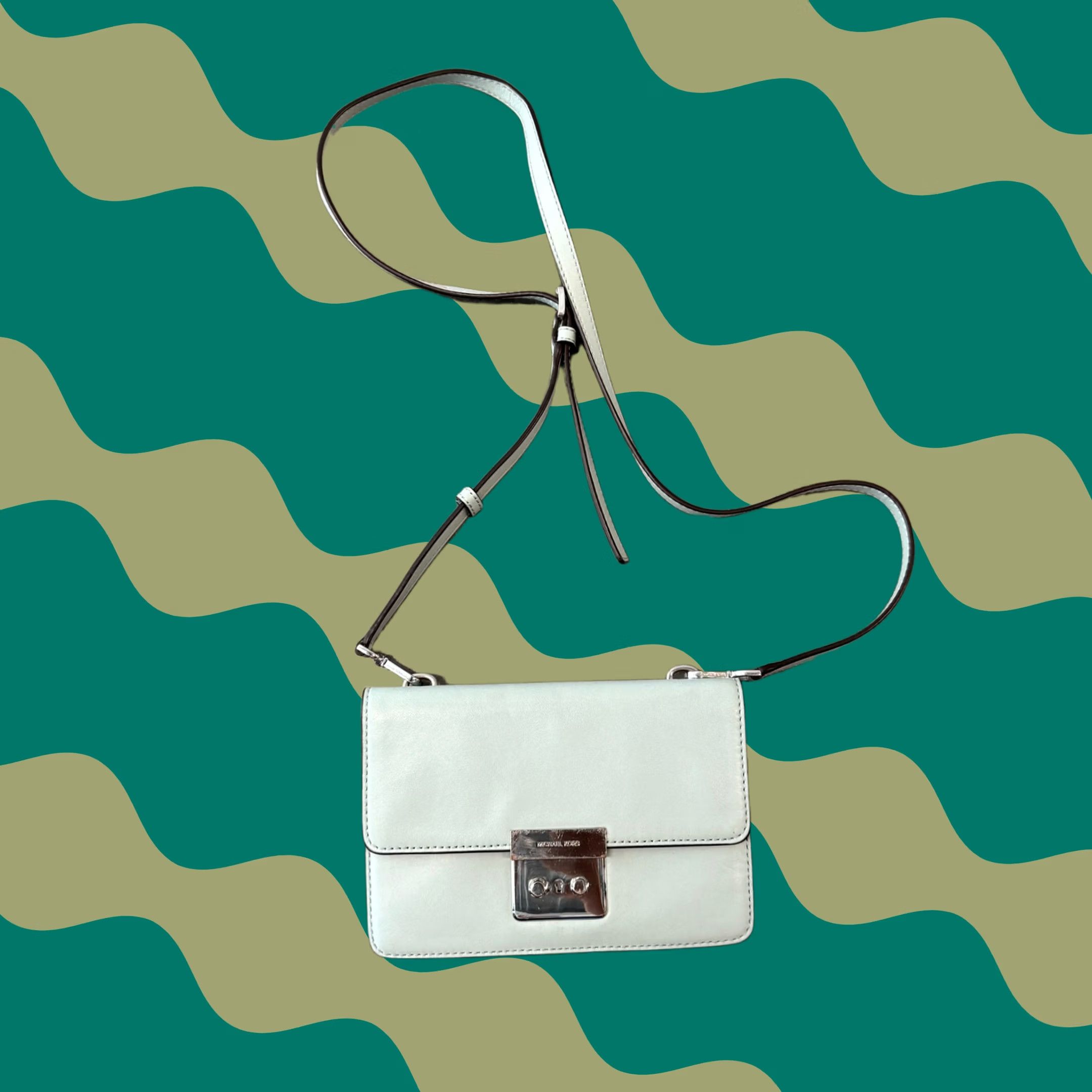 Michael Kors Michael Kors Sloan Crossbody Purse Bag Mini Blue Satin Women's Crossbody Mint Green Blue Sloan Crossbody Purse Bag Mini Mens? Size ONE SIZE - 1 Thumbnail