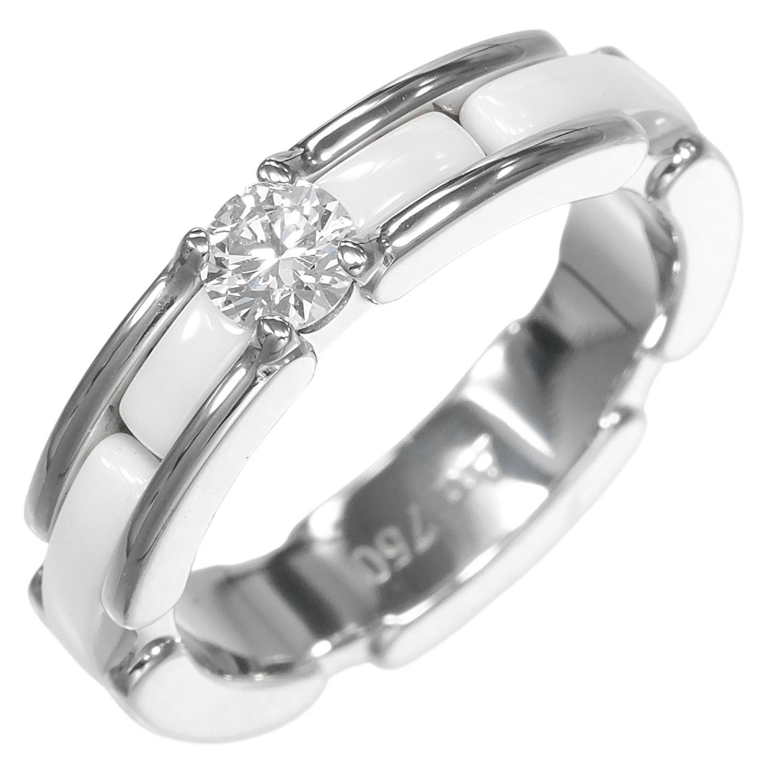 Chanel Chanel Chanel Ultra Small Au750 White Gold Diamond Ceramic Ring Precious Metal Ring DUTY FREE for USA Size ONE SIZE - 1 Thumbnail