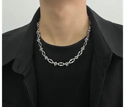 Jewelry Barbed Wire Silver Necklace Size ONE SIZE - 5 Thumbnail