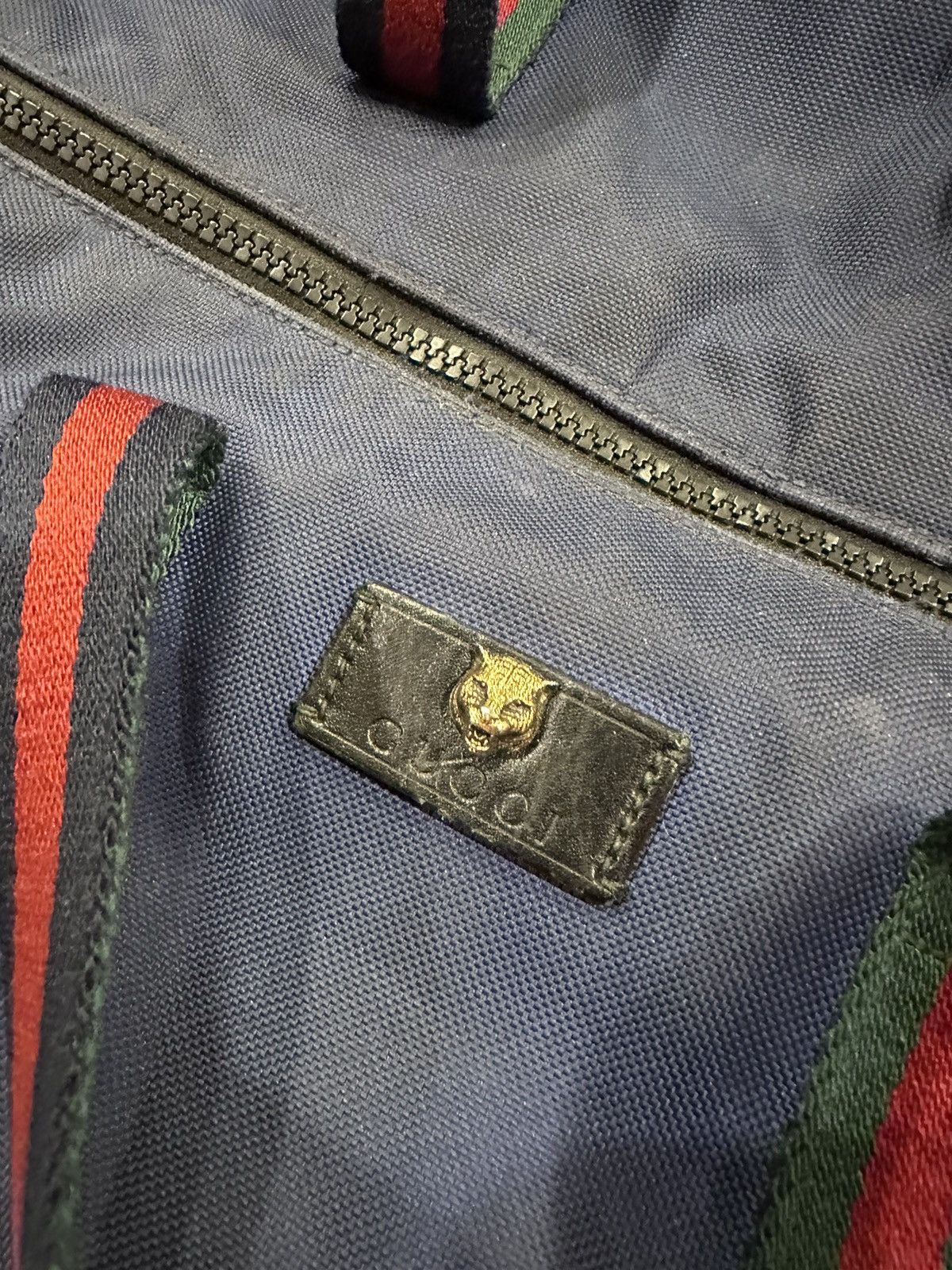 Gucci Gucci Navy Cotton / Canvas Duffle Logo Bag Size ONE SIZE - 7 Thumbnail