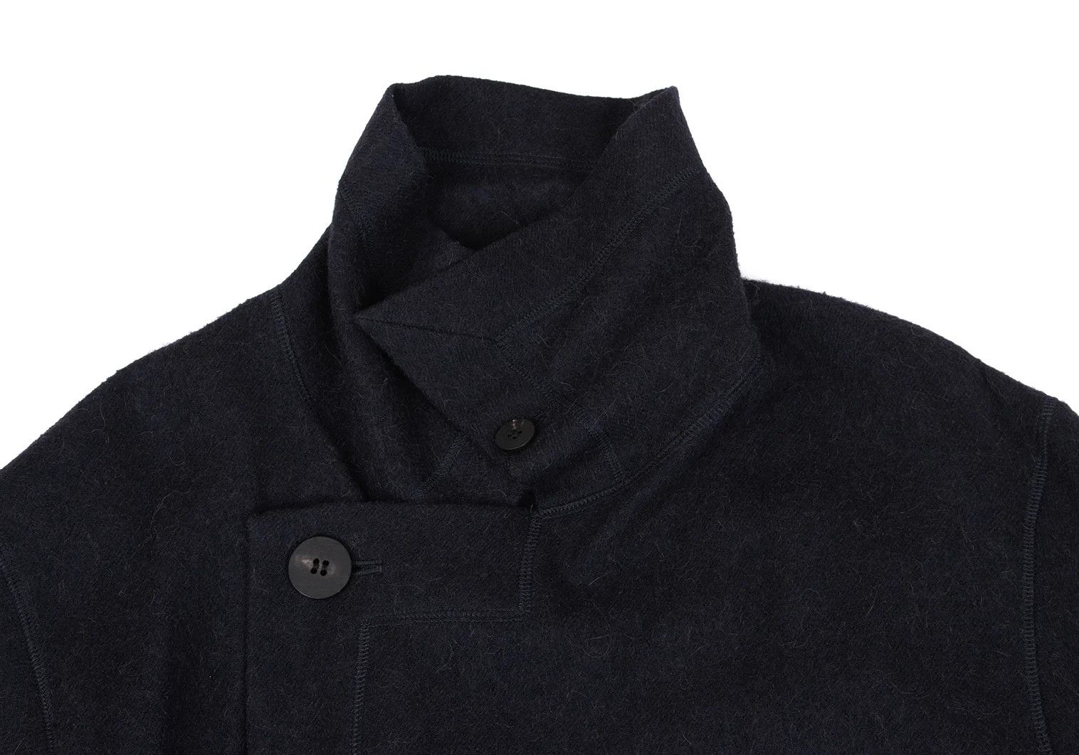 Issey Miyake Alpaca Wool Leather Belted Long Gown Coat in Navy Size US M / EU 48-50 / 2 - 4 Thumbnail