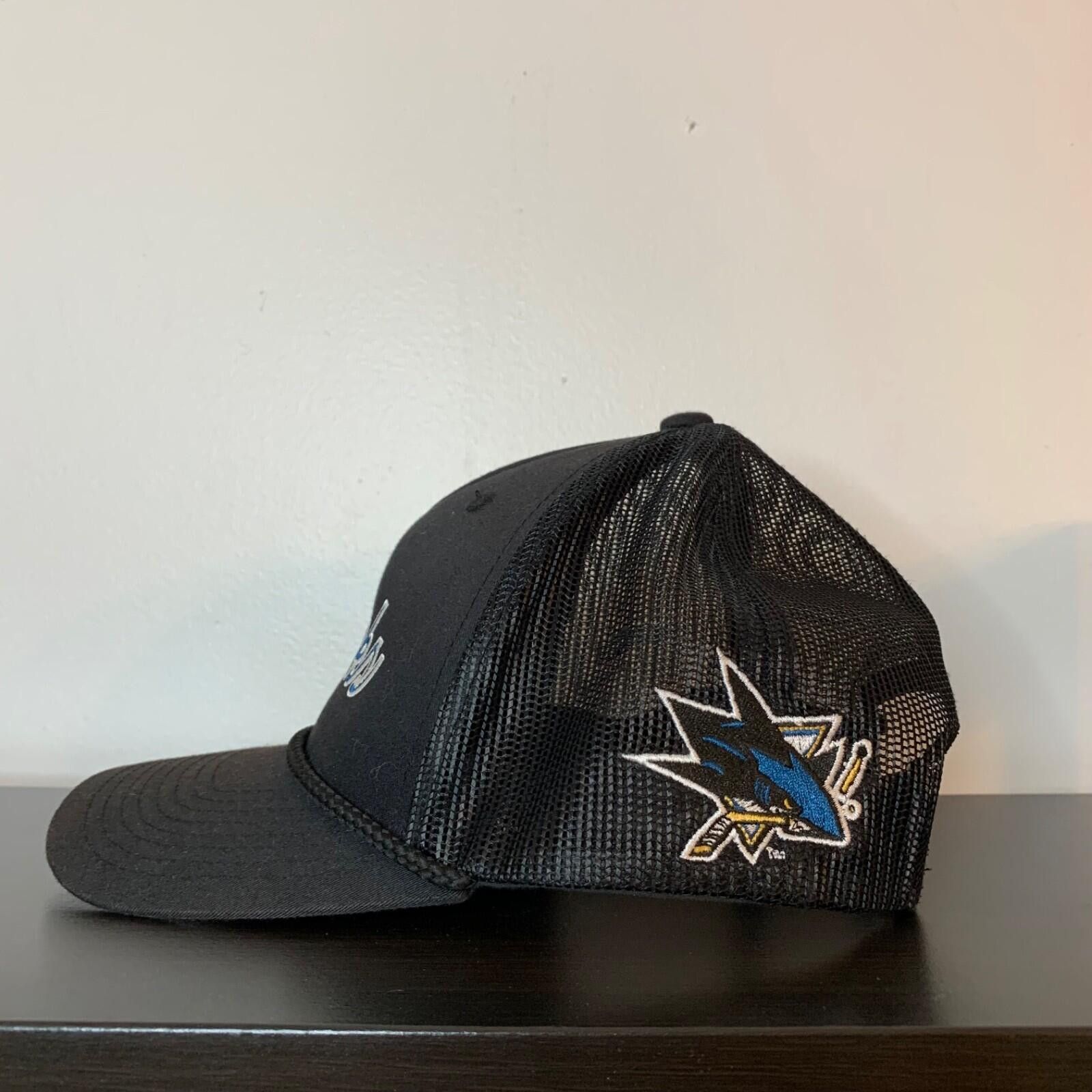 NHL Vintage 90s San Jose Sharks NHL Mesh Back Trucker Hat Black Size ONE SIZE - 2 Thumbnail