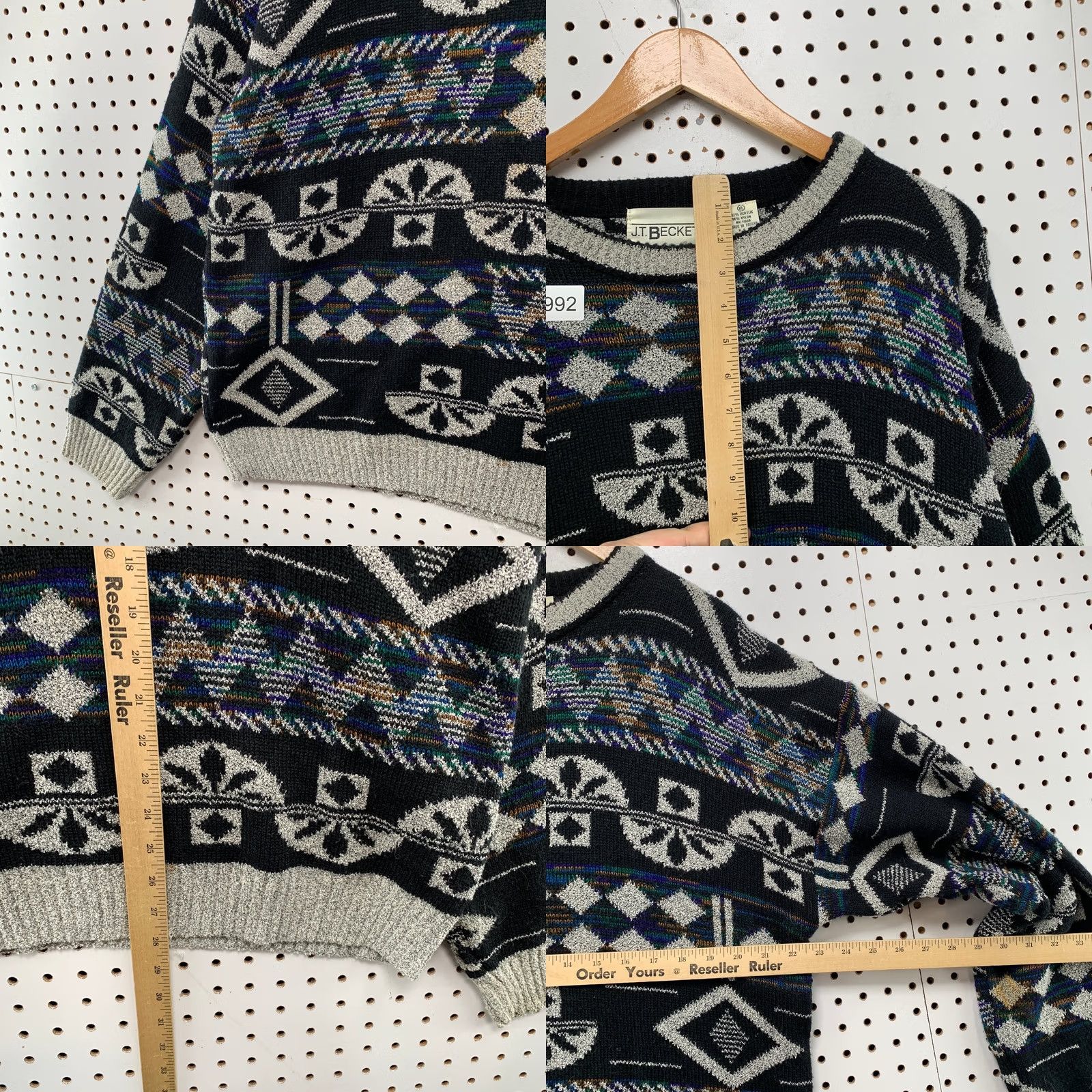 Vintage VINTAGE JT Beckett Sweater Mens XL Black White Fair Isle Geometric Dad Size US XL / EU 56 / 4 - 8 Thumbnail
