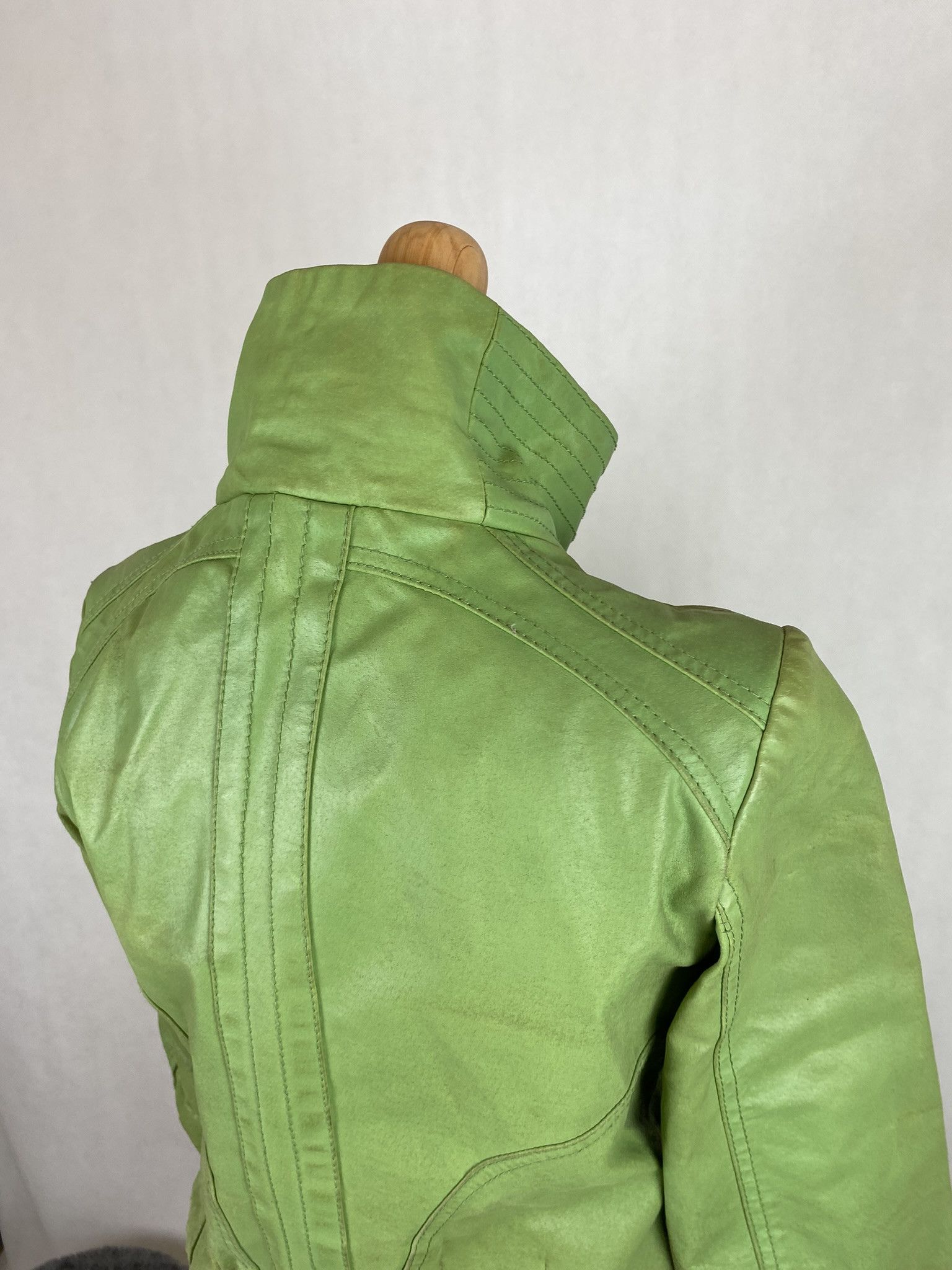 Genuine Leather × Members Only real leather jacket green lemon big collar avant garde Size M / US 6-8 / IT 42-44 - 7 Thumbnail