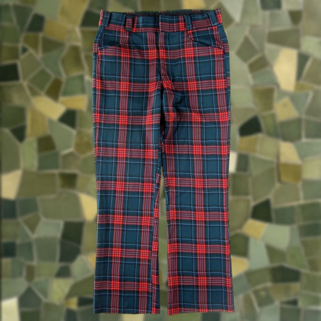 Vintage VTG Sansabelt Jaymar Green Plaid Knit Retro Golf Slack Trouser Pant Men 34 Size US 34 / EU 50 - 1 Thumbnail