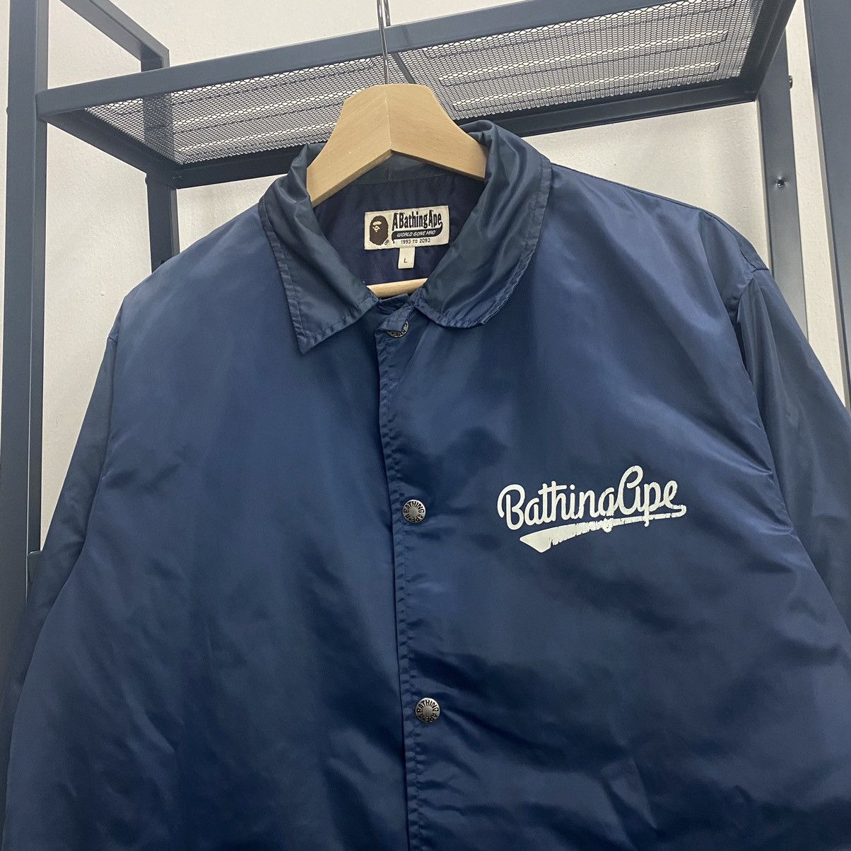 Bape A Bathing Ape Navy Blue 93 Logo Coack Jacket, size large Size US L / EU 52-54 / 3 - 9 Thumbnail