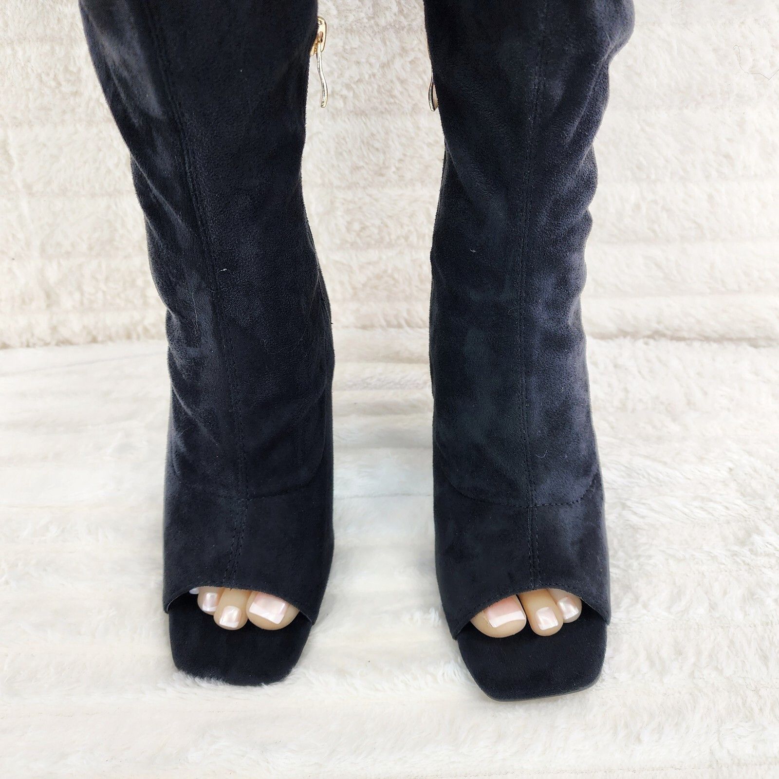 Other Zen Love Colorful Black Stretch FX Suede Over The Knee Boots Size US 7 / IT 37 - 5 Thumbnail