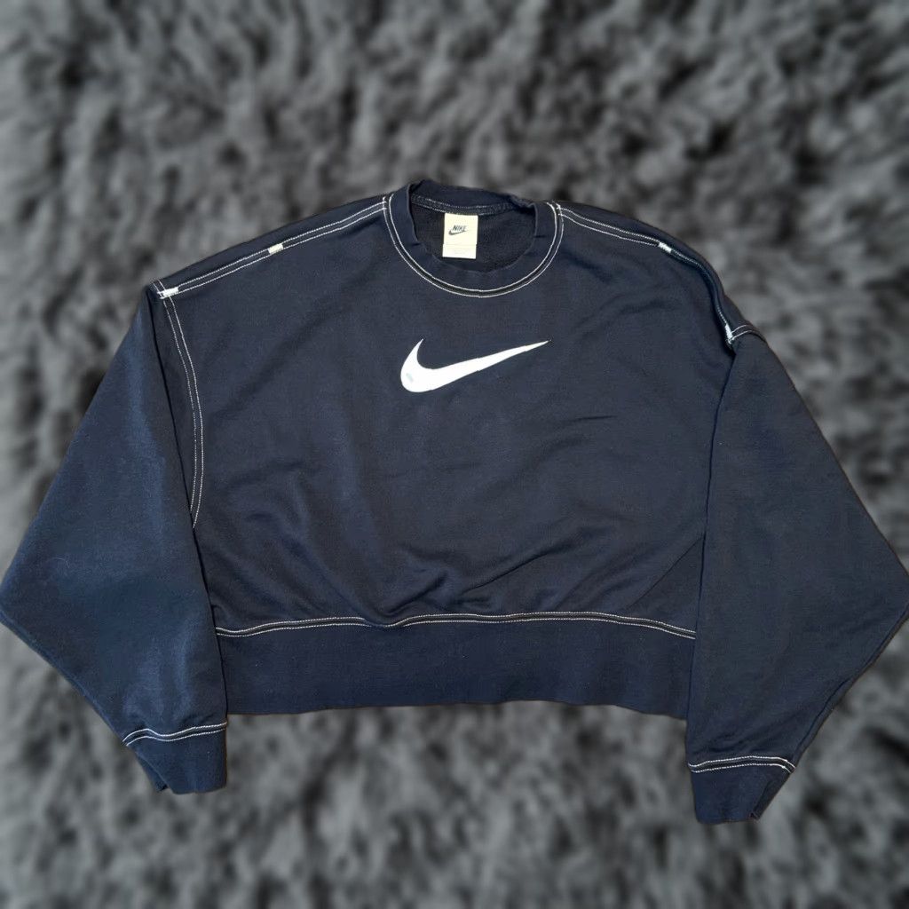 Nike NIKE Women’s Small Cropped Swoosh Fleece Crew Sweatshirt DO7211-010 Black Size S / US 4 / IT 40 - 1 Thumbnail