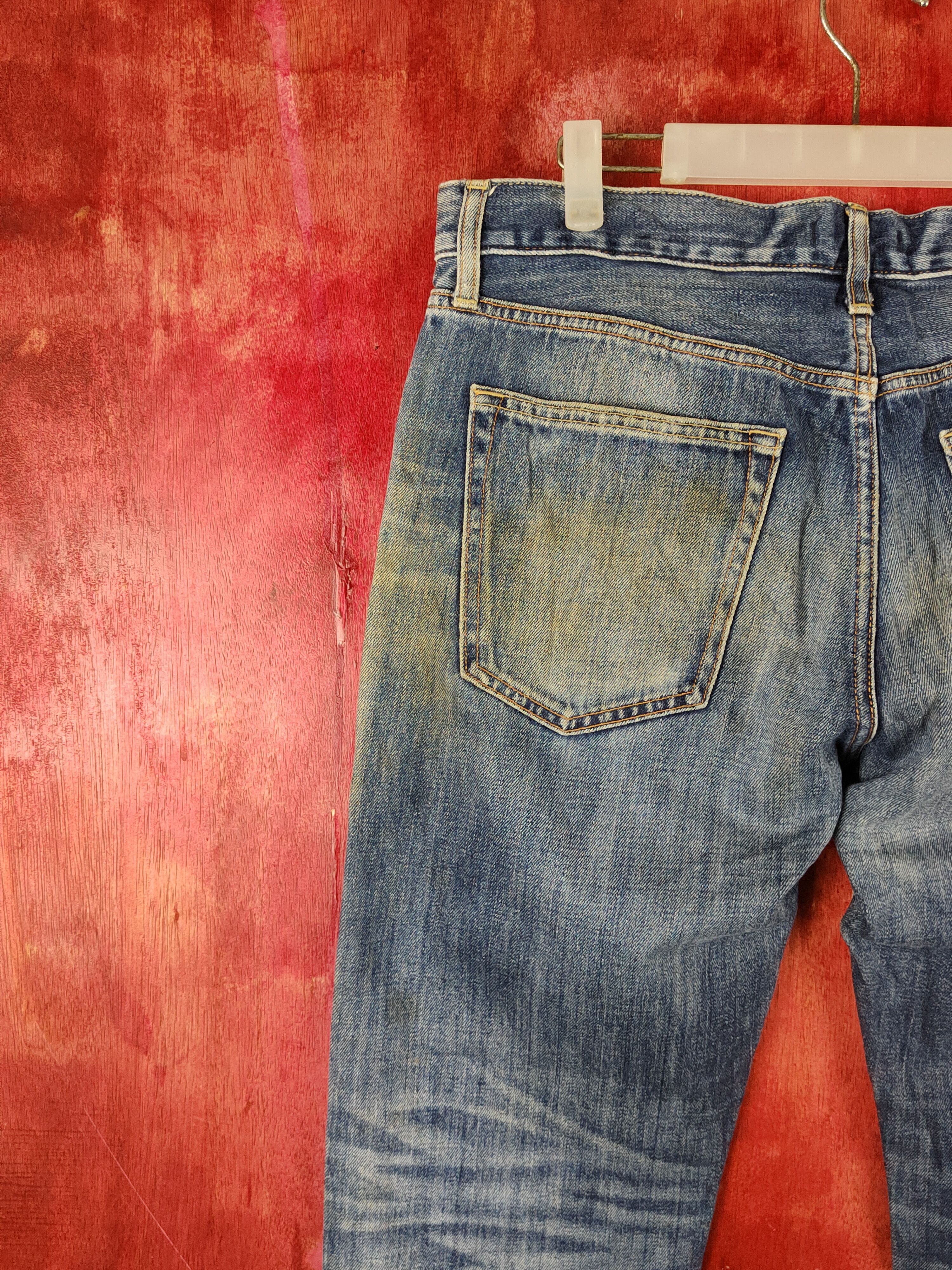 Japanese Brand Uniqlo Blue Faded Distressed Ripped denim Jeans #S2240 Size US 34 / EU 50 - 8 Thumbnail