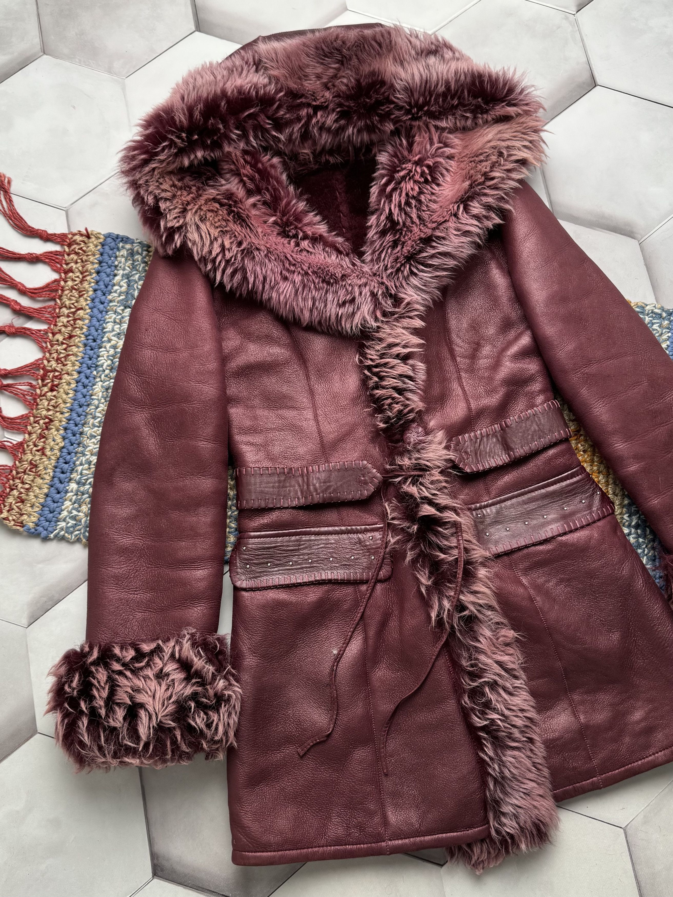 Japanese Brand Vintage Real Sheepskin Hooded Coat (E4) Size S / US 4 / IT 40 - 2 Thumbnail