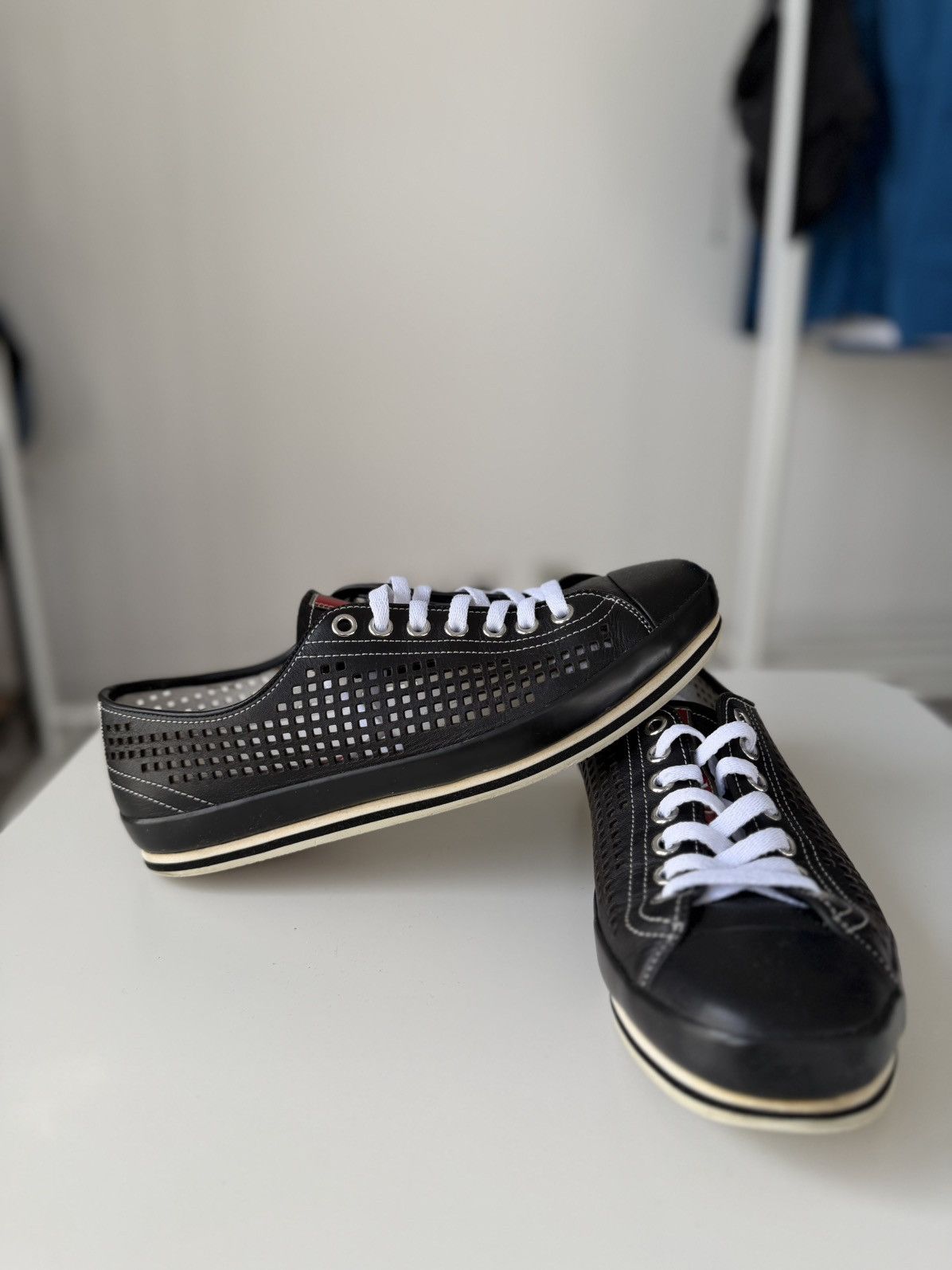 Prada Prada Sport Linea Rossa perforated leather sneakers vintage Size US 7.5 / EU 40-41 - 3 Thumbnail