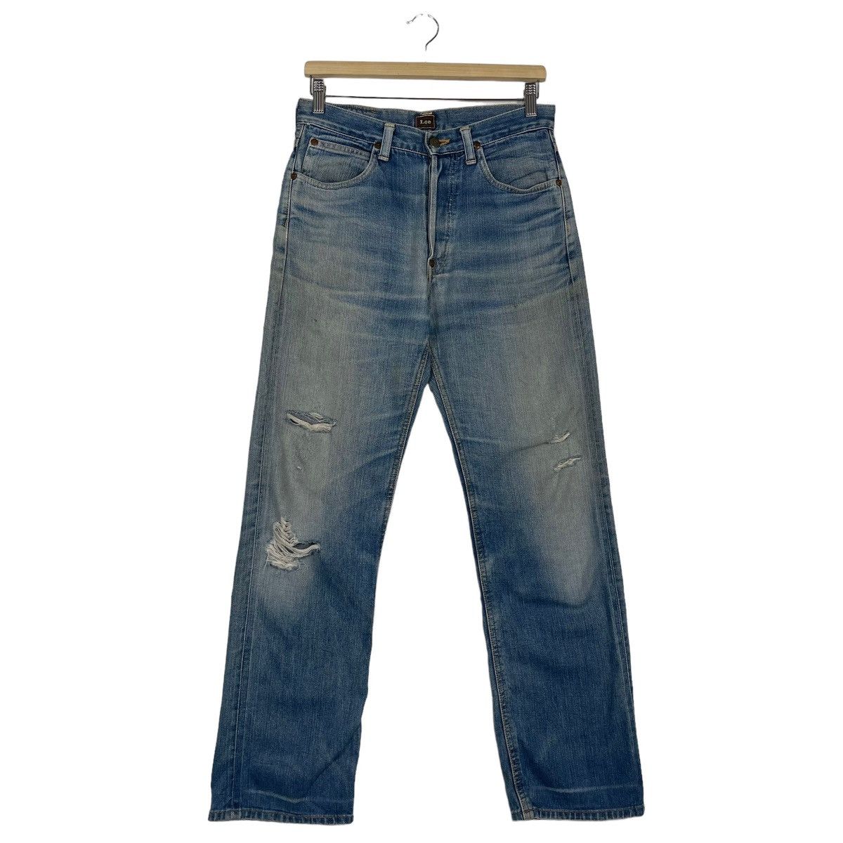 Japanese Brand × Lee × Vintage Vintage Union Made Lee Ripped Denim Jeans Button Fly Size US 30 / EU 46 - 2 Thumbnail