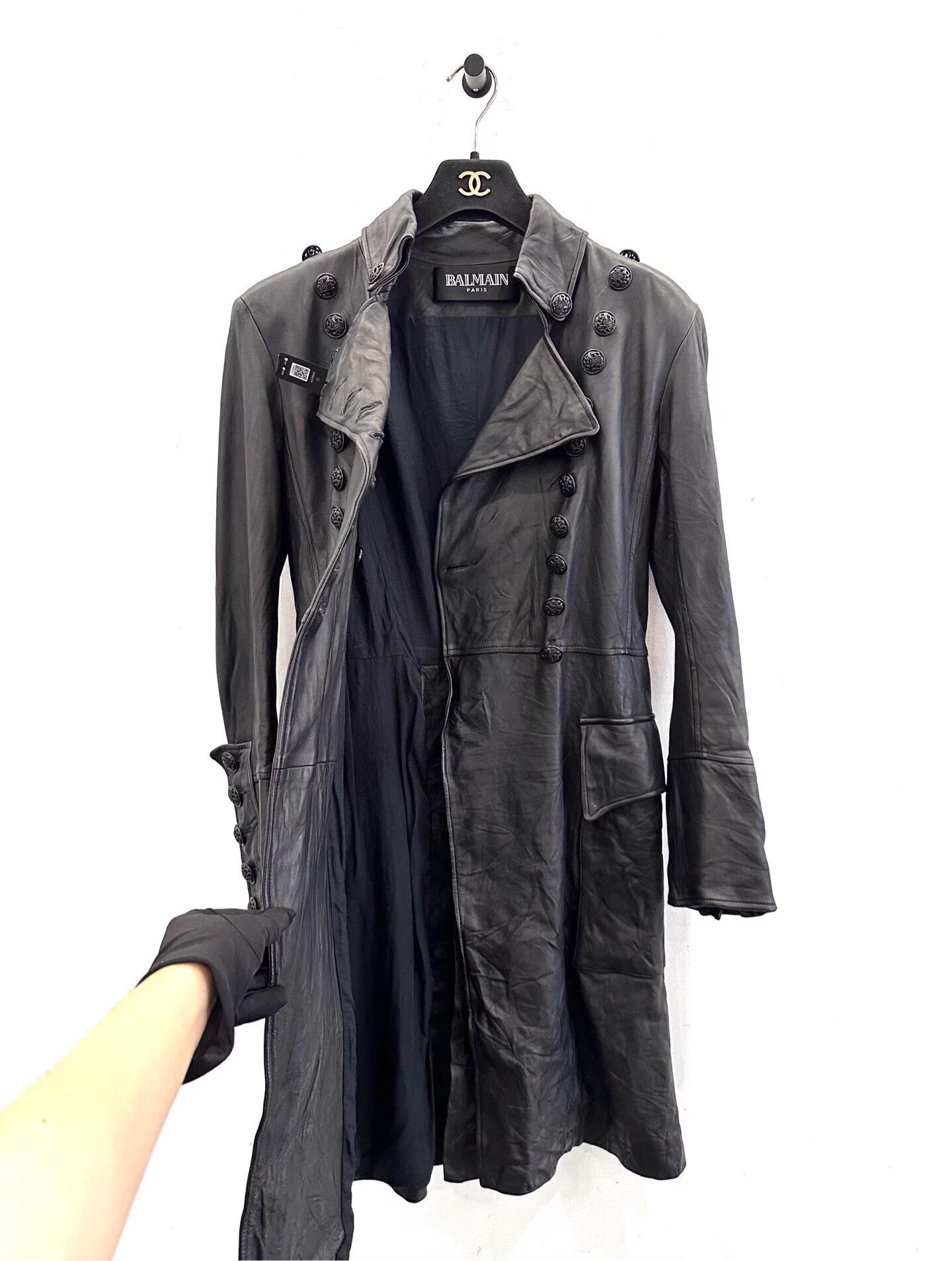 Balmain Balmain women's black lambskin long biker jacket Size S / US 4 / IT 40 - 3 Thumbnail