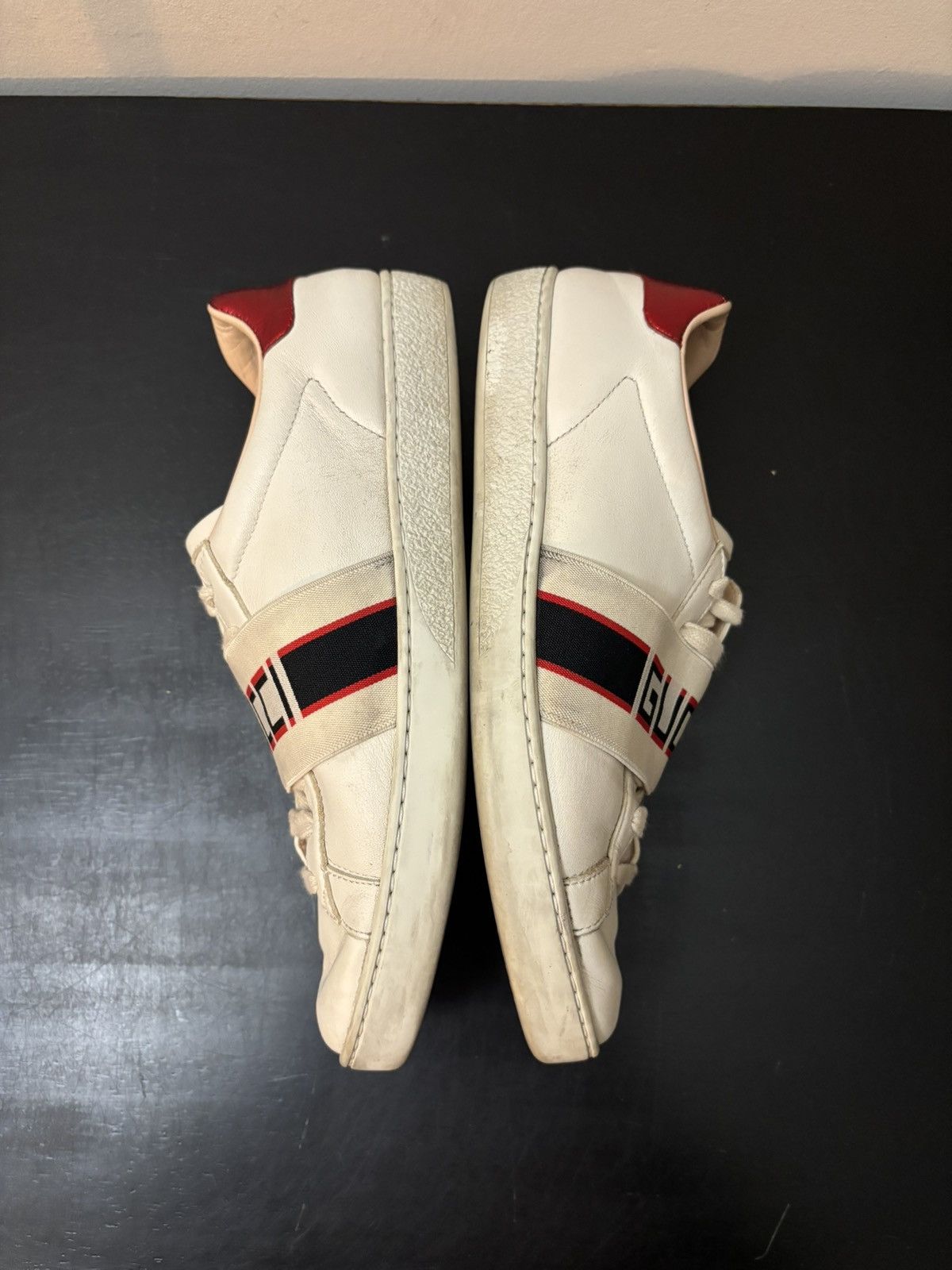 Gucci Gucci Ace Band Stripe Leather Sneakers White Red Size US 8 / IT 38 - 4 Thumbnail