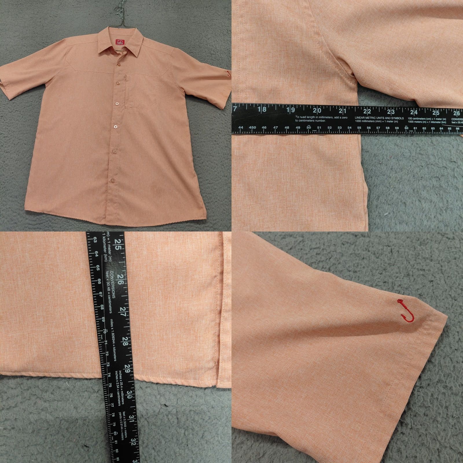 Vintage Red Hook Lure Fishing Shirt Mens M Peach Button Front Short Sleeve Outdoor Size US M / EU 48-50 / 2 - 8 Thumbnail
