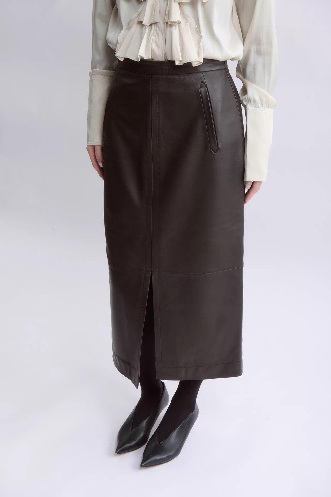 Loewe LOEWE 80s Vintage Brown Sheepskin Pencil Skirt Size 26" / US 2 / IT 38 - 7 Thumbnail