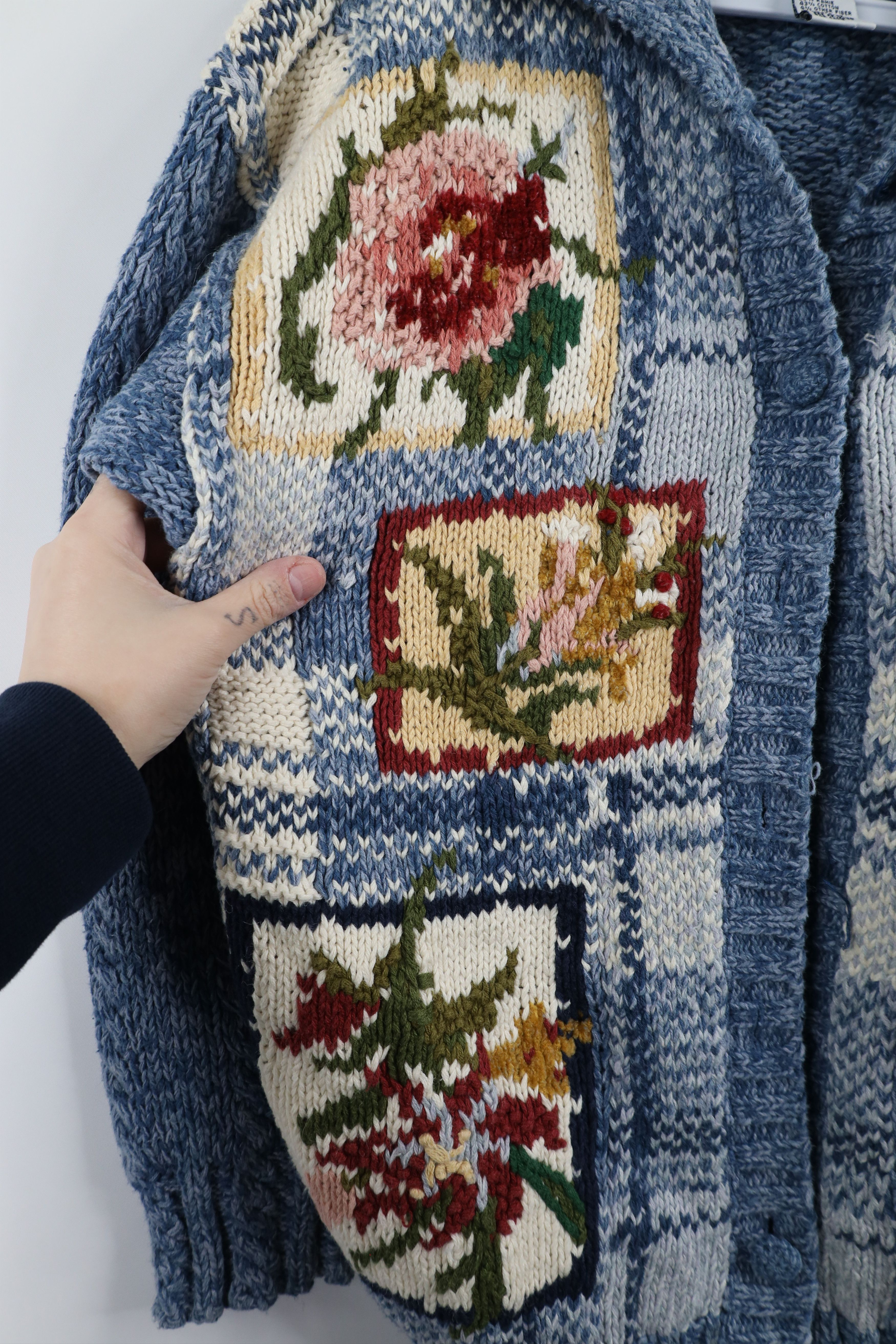 Vintage Vintage 90s Streetwear Checkered Flower Cardigan Sweater Size M / US 6-8 / IT 42-44 - 9 Thumbnail