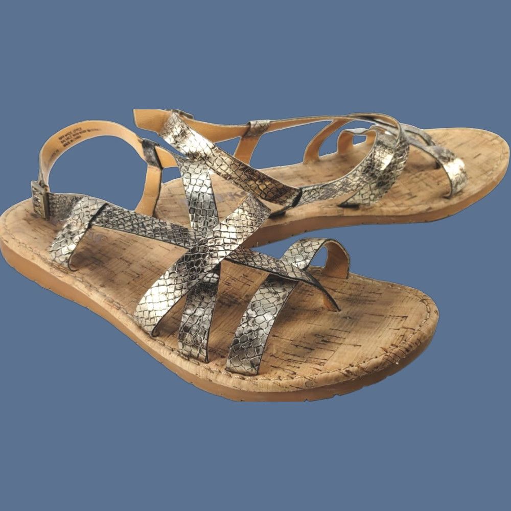 Vintage Korks Felicity Strappy Flat Bonze Snake Print Sandals Women's Size 9M Size US 9 / IT 39 - 1 Thumbnail