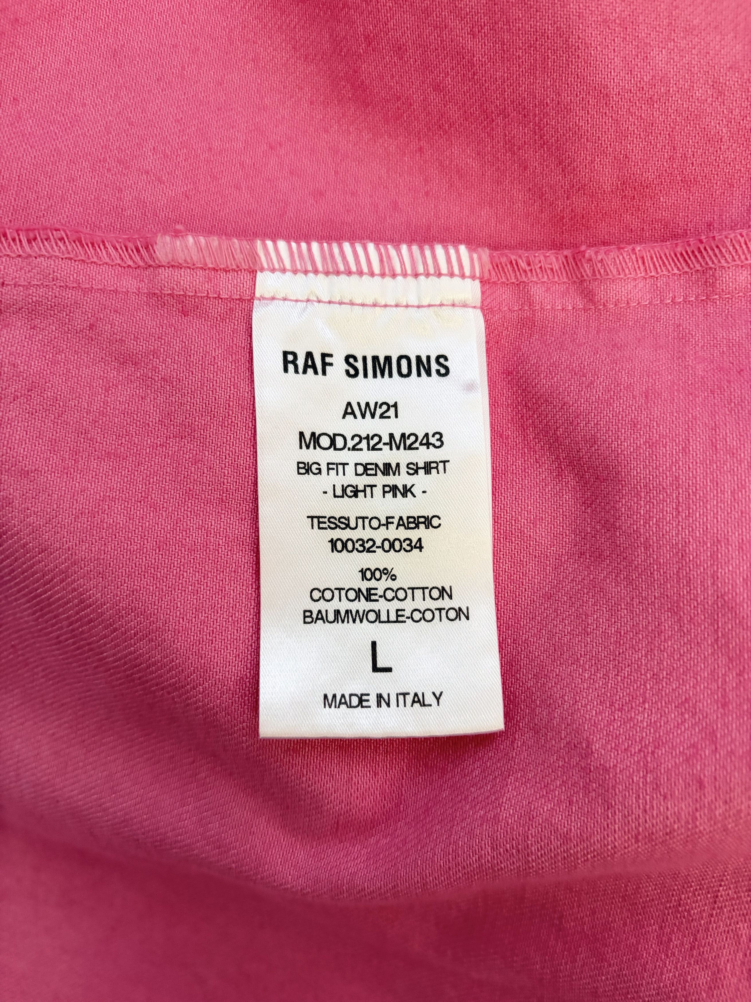 Raf Simons AW21 'Big Fit Denim Shirt' Light Pink Size US L / EU 52-54 / 3 - 8 Thumbnail