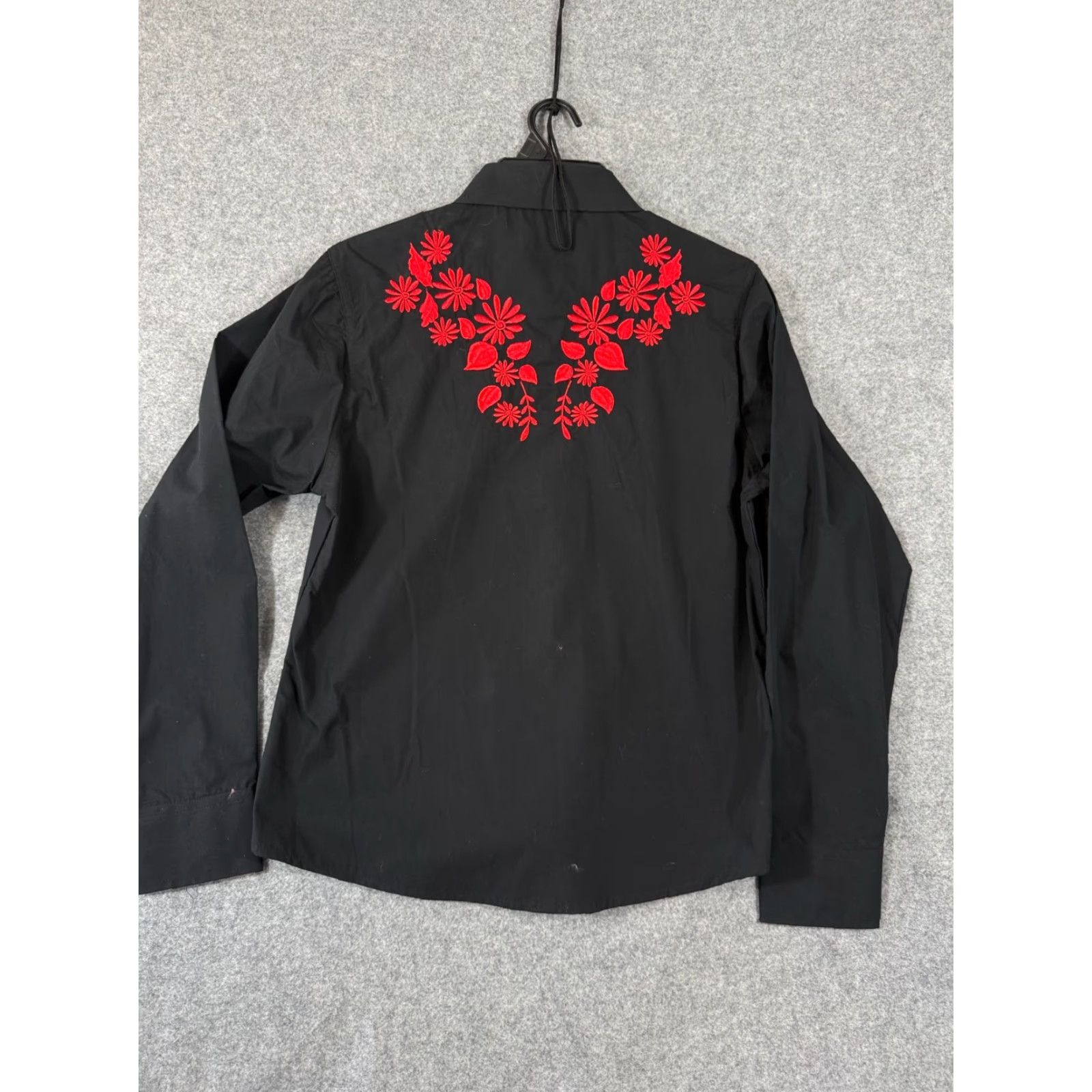Vintage Ace of Diamond Western Shirt Womens L Black Floral Embroidered Pearl Snap NWT Size L / US 10 / IT 46 - 7 Thumbnail