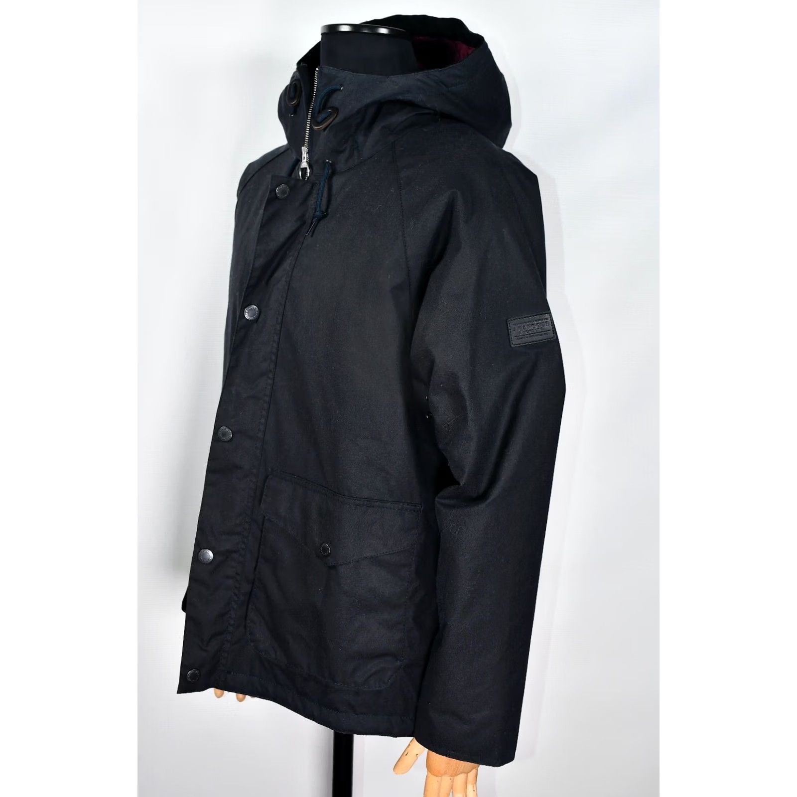 Barbour Barbour Alpha Waxed Hooded Jacket Barbour Alpha Waxed Jacket L Black Mens Wool Cotton Waxed Coat Size US L / EU 52-54 / 3 - 7 Thumbnail