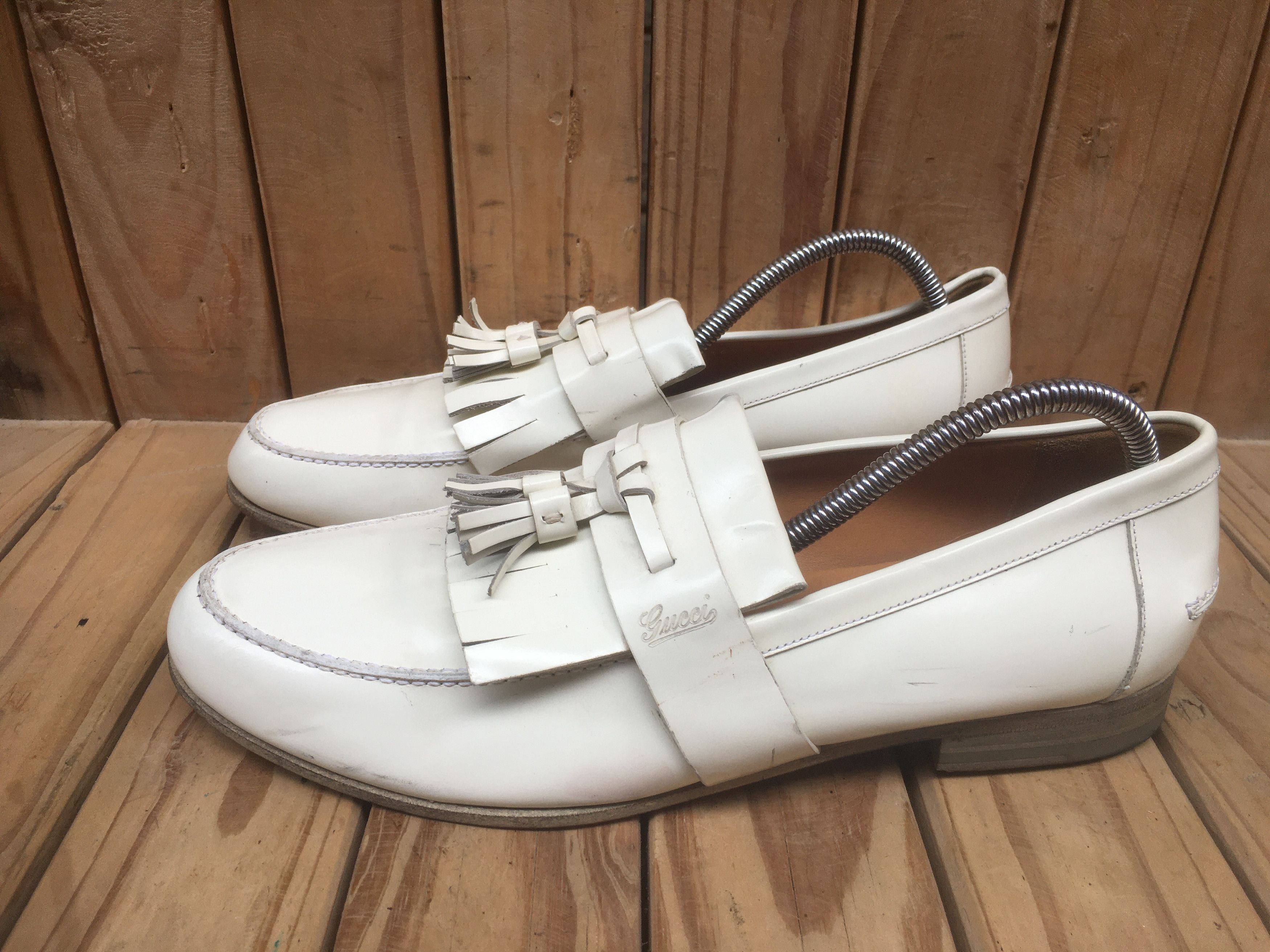 Gucci Gucci 216146 Cream Men's leather Loafers USA 7.5 EUR 41 Size US 7.5 / EU 40-41 - 16 Thumbnail