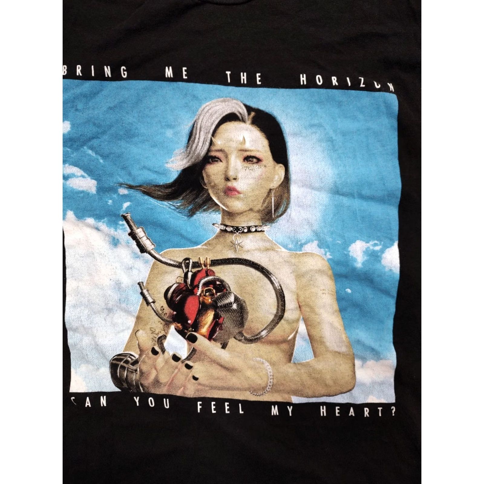 Tultex Bring Me The Horizon Shirt Mens M Black T-Shirt Can You Feel My Heart Rock Tultex Cotton Graphic Print Short Sleeve Crew Neck Mens Size US M / EU 48-50 / 2 - 3 Thumbnail