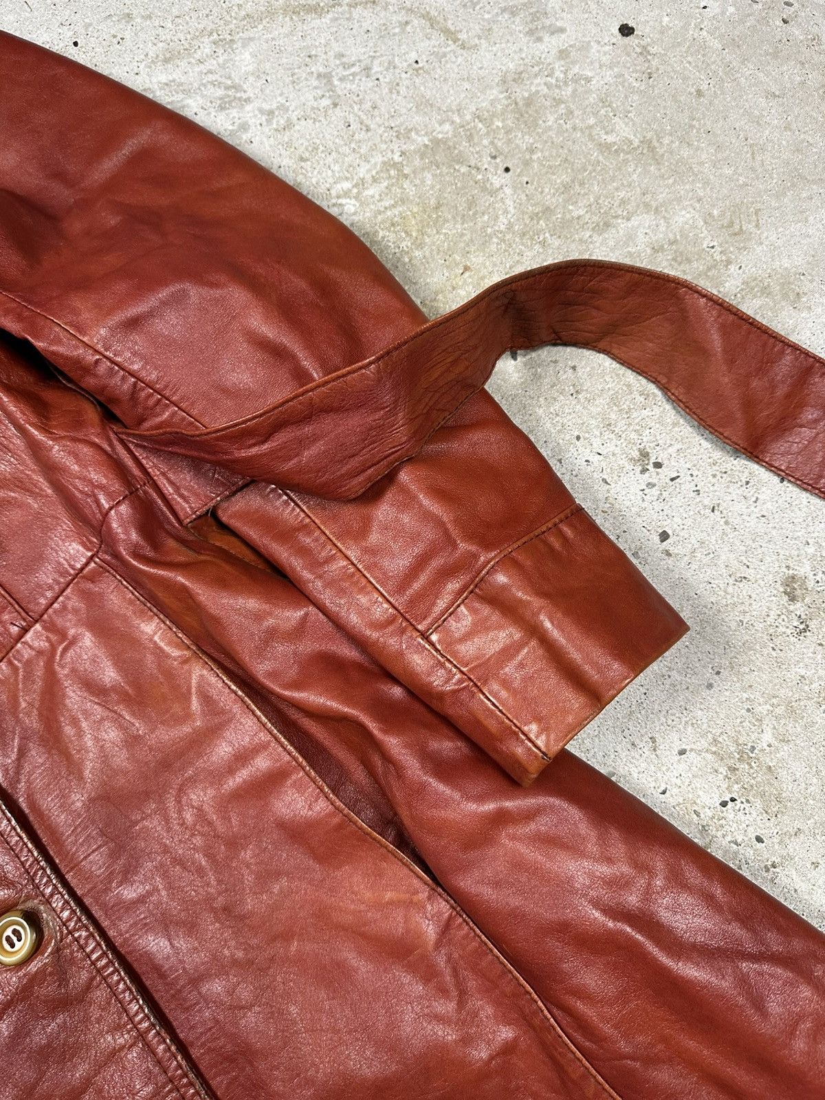 Vintage Vintage 90s Genuine Leather Fur Collar Long Coat Size L / US 10 / IT 46 - 7 Thumbnail