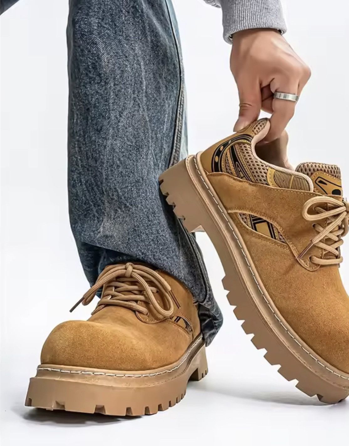 Japanese Brand Chunky Lug-Sole Low-Top Sneakers - PU Leather Size US 6.5 / EU 39-40 - 7 Thumbnail