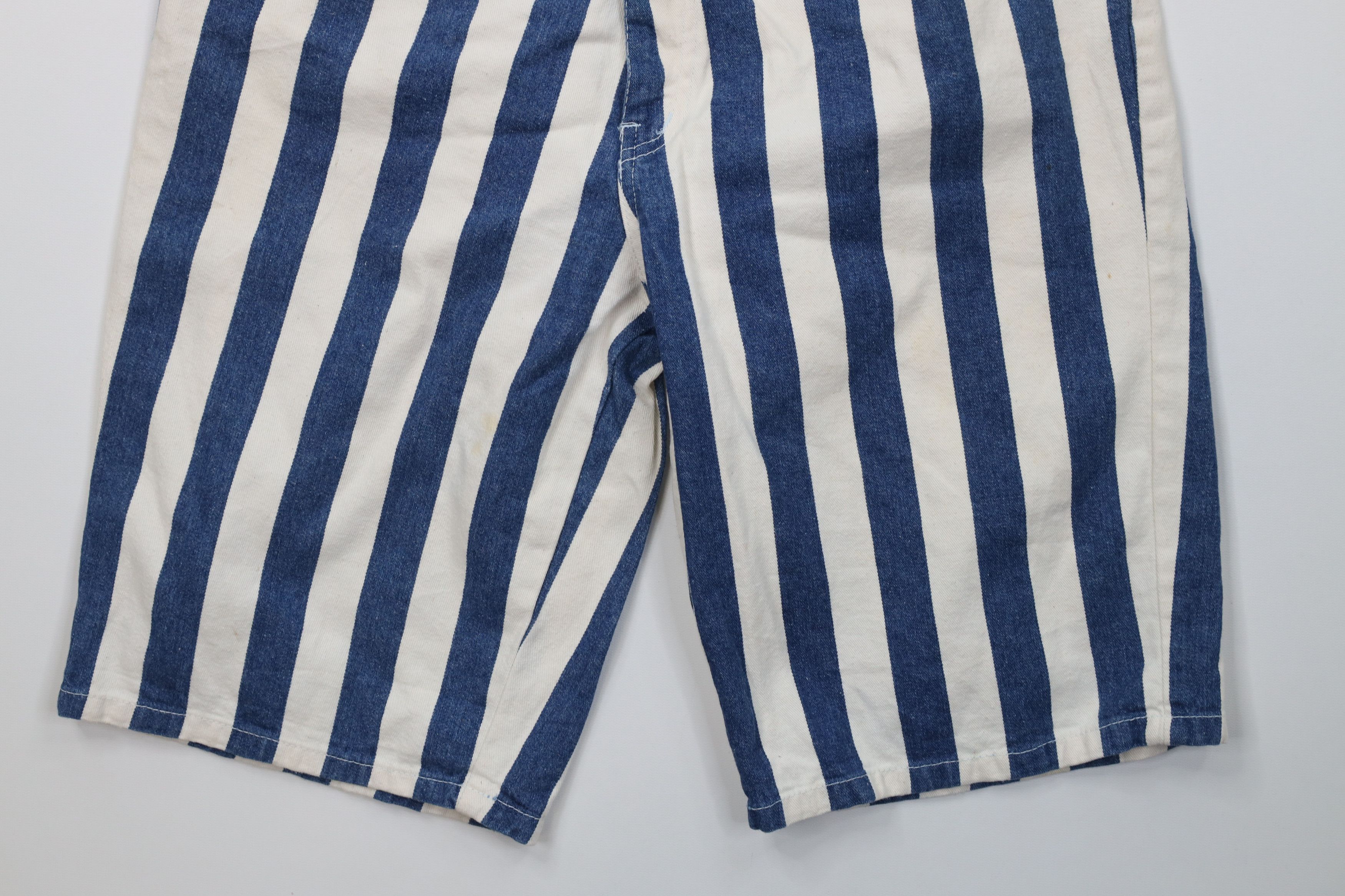 Vintage Vintage 90s Streetwear Baggy Striped Denim Shorts USA Size 28" / US 6 / IT 42 - 4 Thumbnail