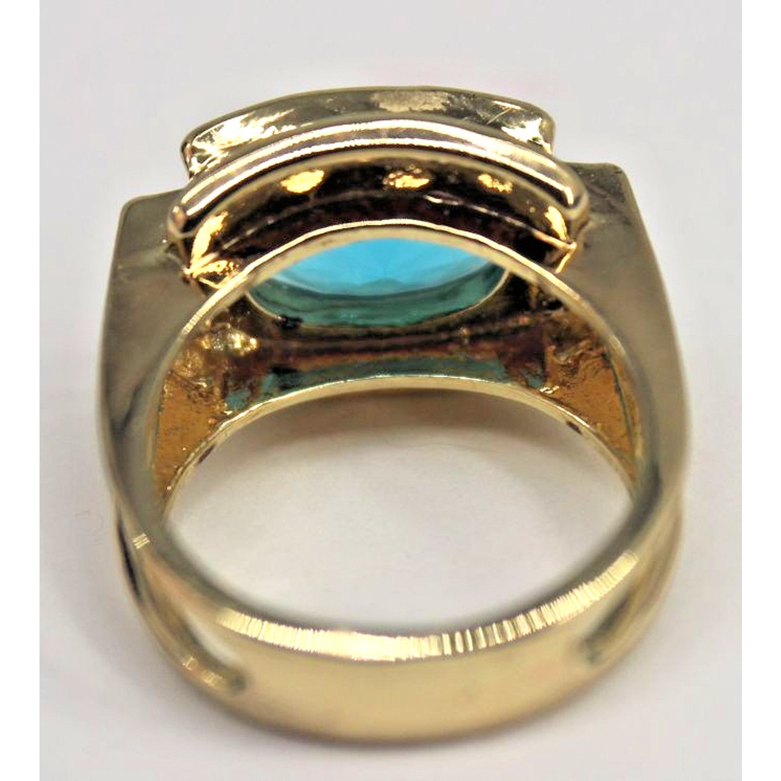 Other Agua Blue Oval Clear Stone Rhinestone Surrounded Ring •Sz 9 Size ONE SIZE - 3 Thumbnail