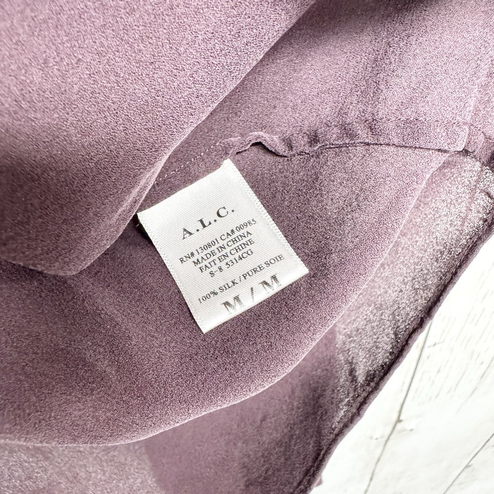 A.L.C. A.L.C Blouse Size M Long Sleeve Mock Neck Silk Plum Purple Size M / US 6-8 / IT 42-44 - 3 Thumbnail