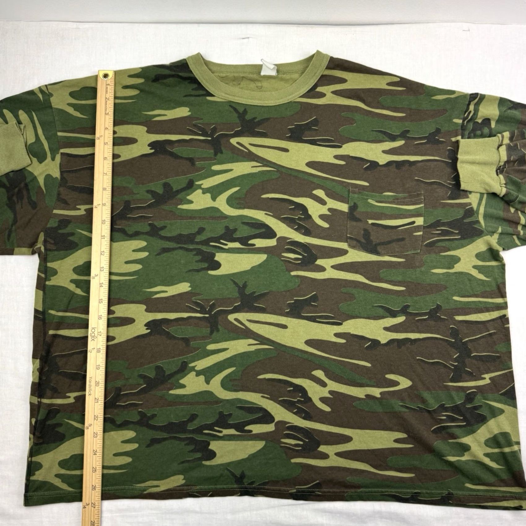 AMO VINTAGE Camo Long Sleeve Pocket T Shirt Adult 2XL Grunge Outdoor Boxy 90s USA Size US XXL / EU 58 / 5 - 5 Thumbnail