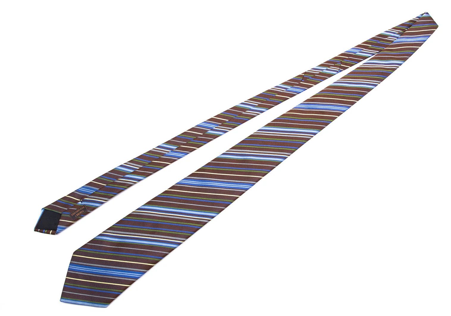 Hermes Multi-Stripe Jacquard Silk Tie in Brown, Blue, and Green Size ONE SIZE - 2 Thumbnail