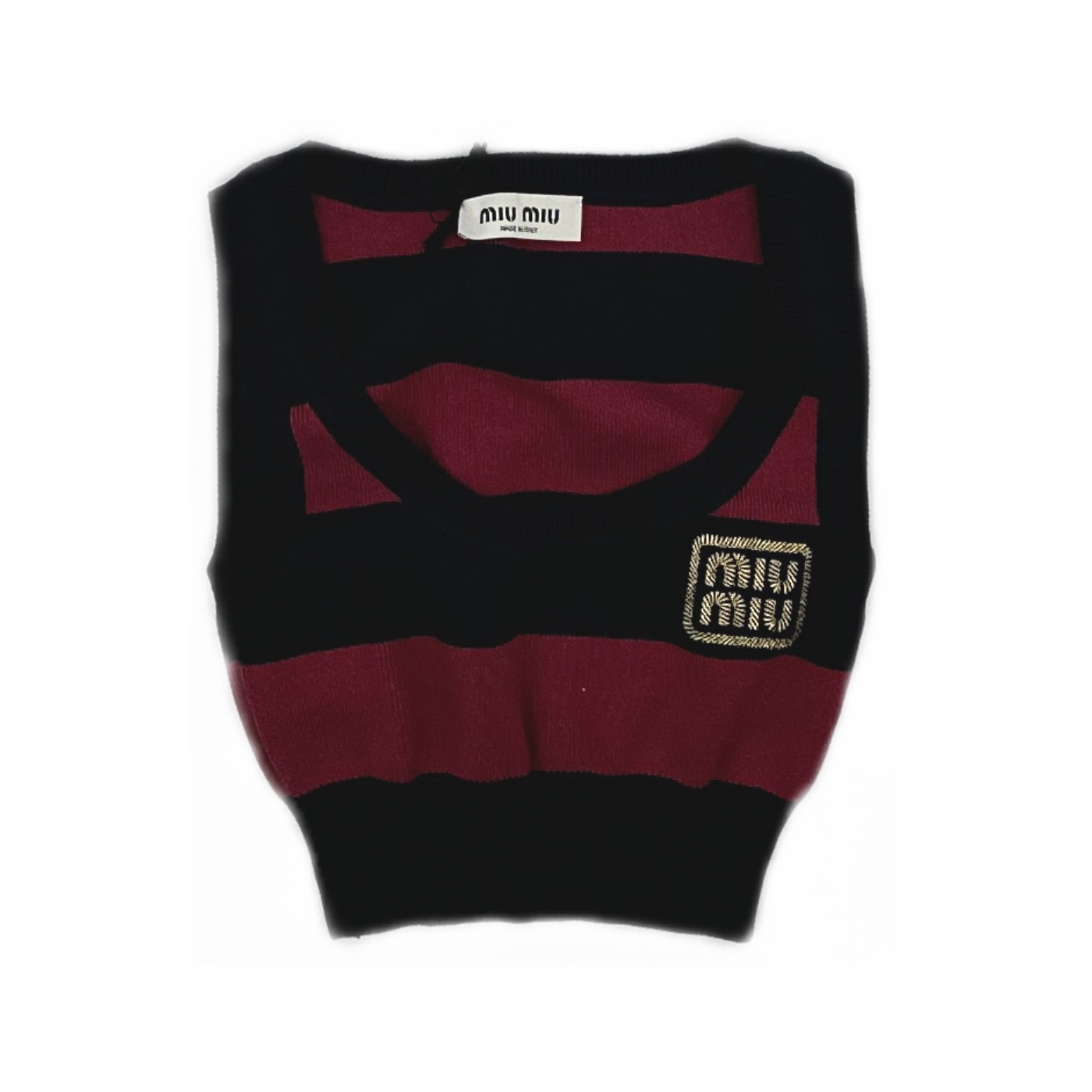 Miu Miu Miu Miu Striped Embroidered Tank Top Size 36 Size XS / US 0-2 / IT 36-38 - 1 Thumbnail