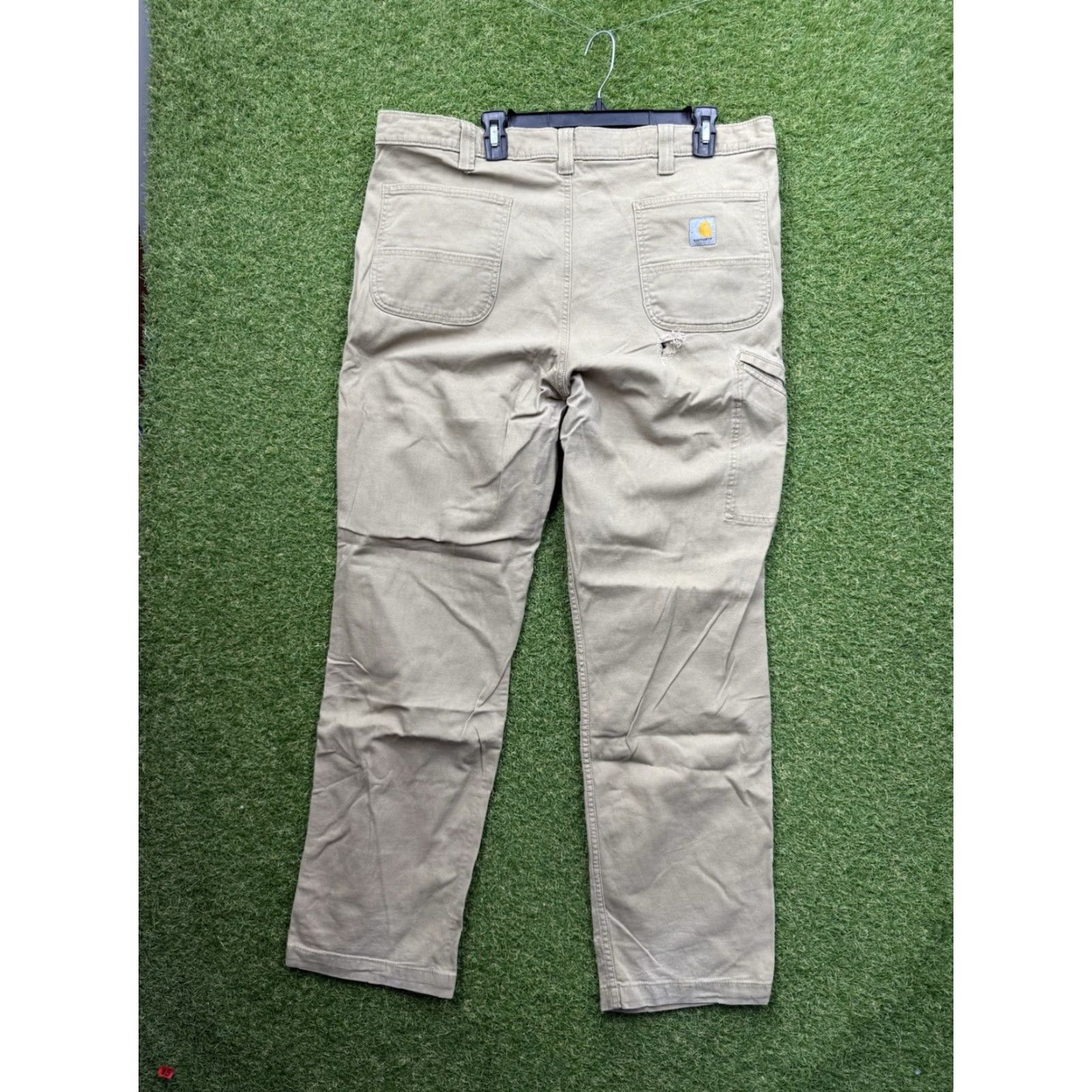 Carhartt Carhartt Pants Mens 40x34 Carpenter Canvas Beige Workwear 5-Pocket Relaxed Straight Fit Adult Regular Front Zip Button Logo 90s? (ignore) Size US 40 / EU 56 - 2 Thumbnail